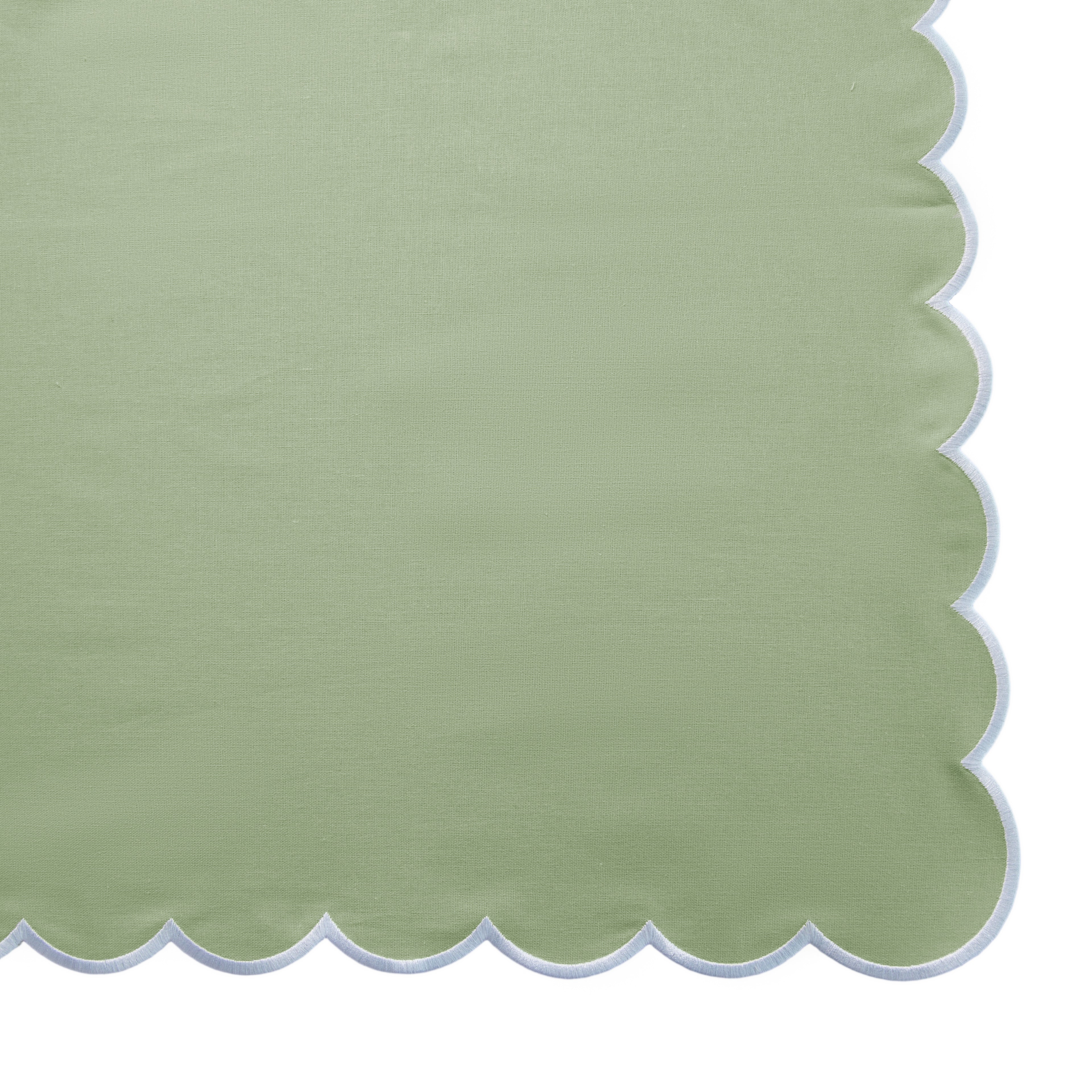 4 pc/pk Scalloped Edge Linen Napkin - Sage Green/White Trim - Image 6