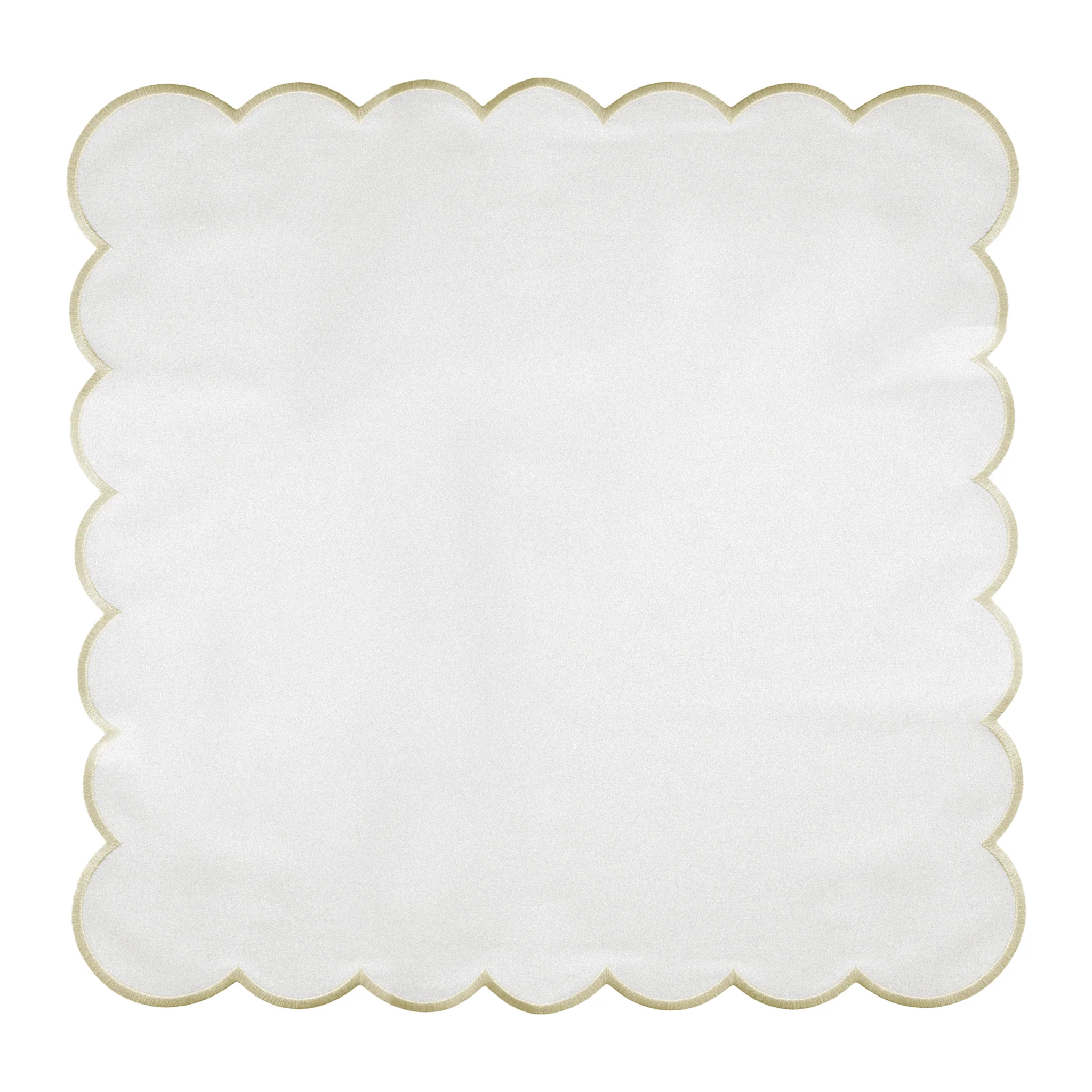 4 pc/pk Scalloped Edge Linen Napkin - White/Natural Trim - Image 4