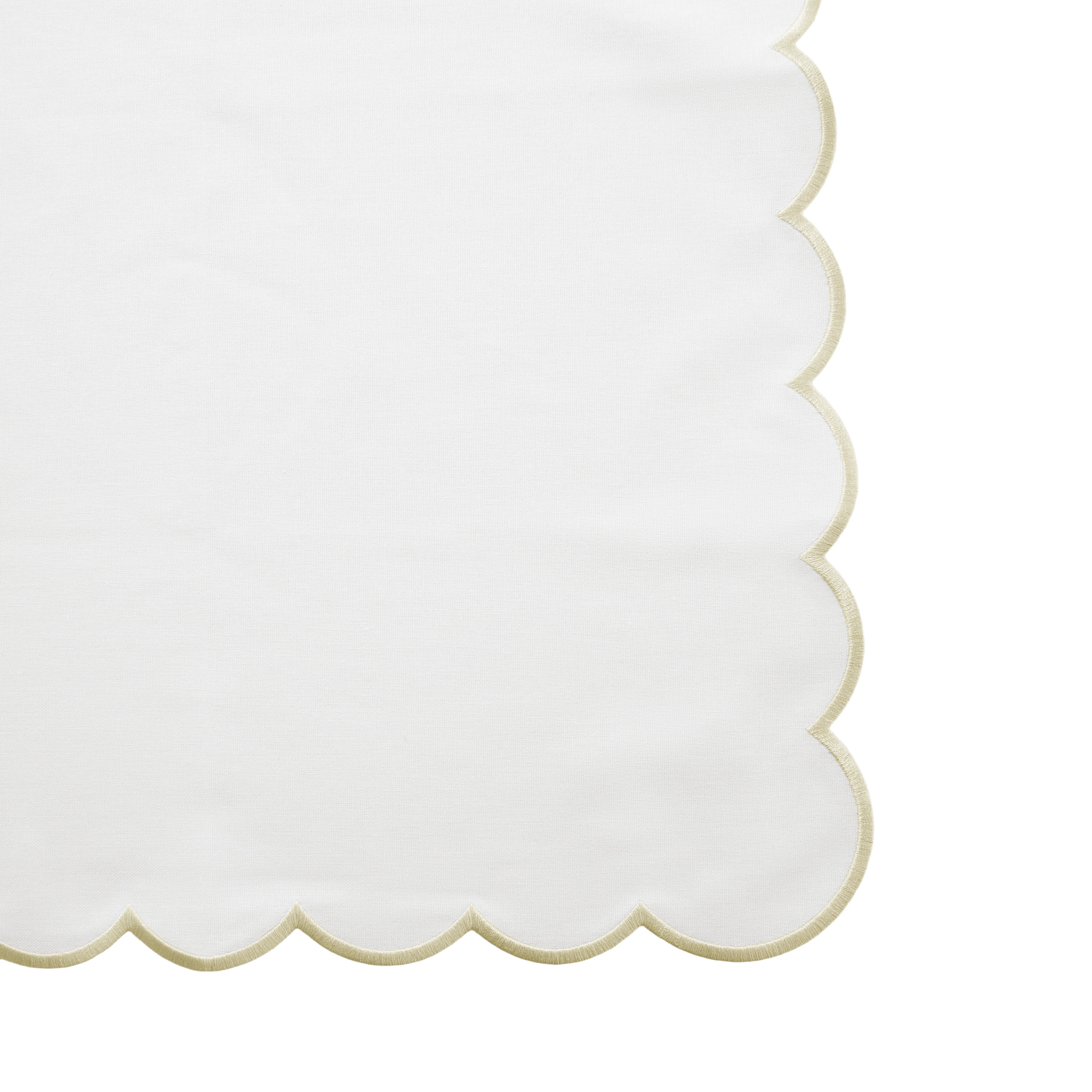 4 pc/pk Scalloped Edge Linen Napkin - White/Natural Trim - Image 6