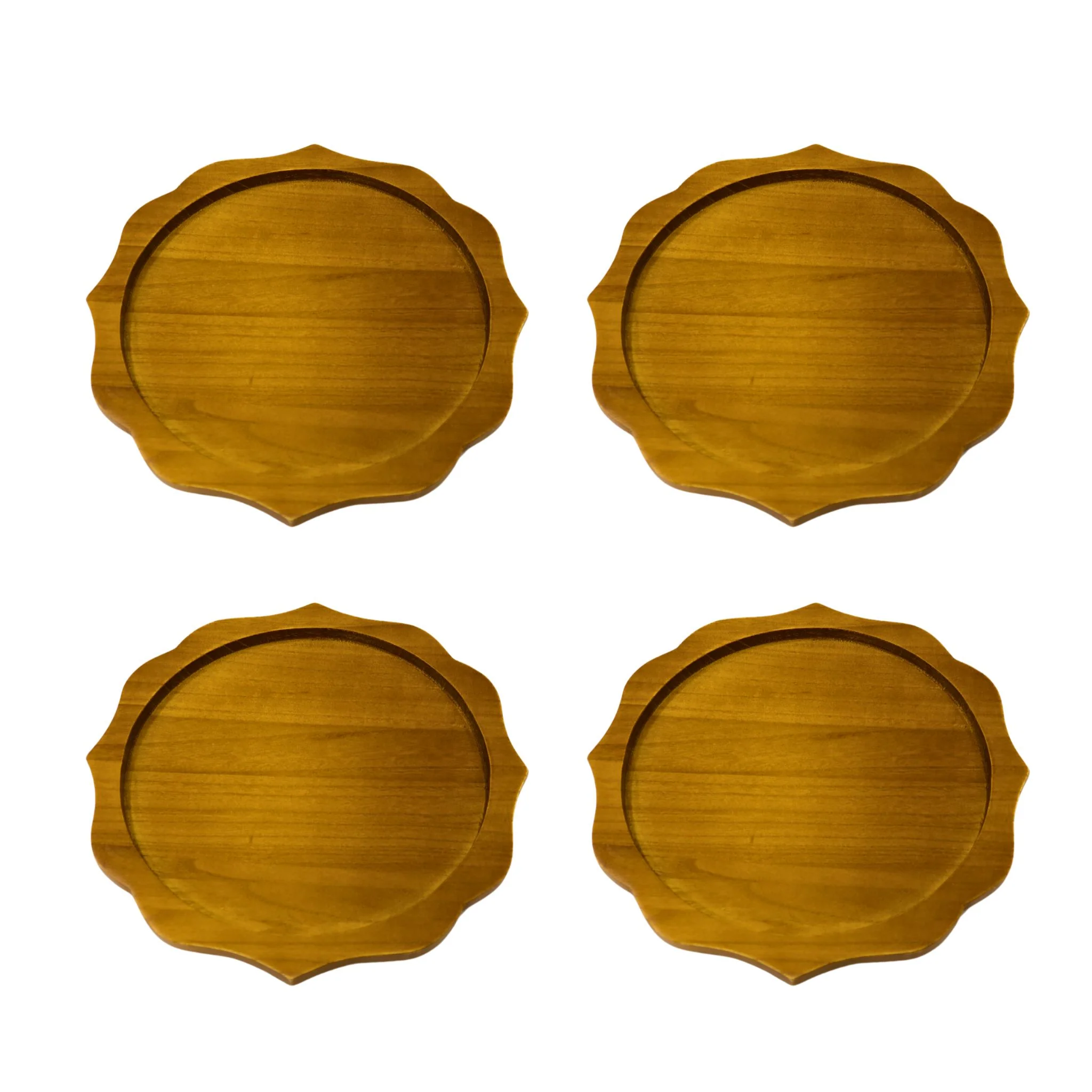 Scalloped Rustic Wood Charger Plate (4pc/pk) - Image 2