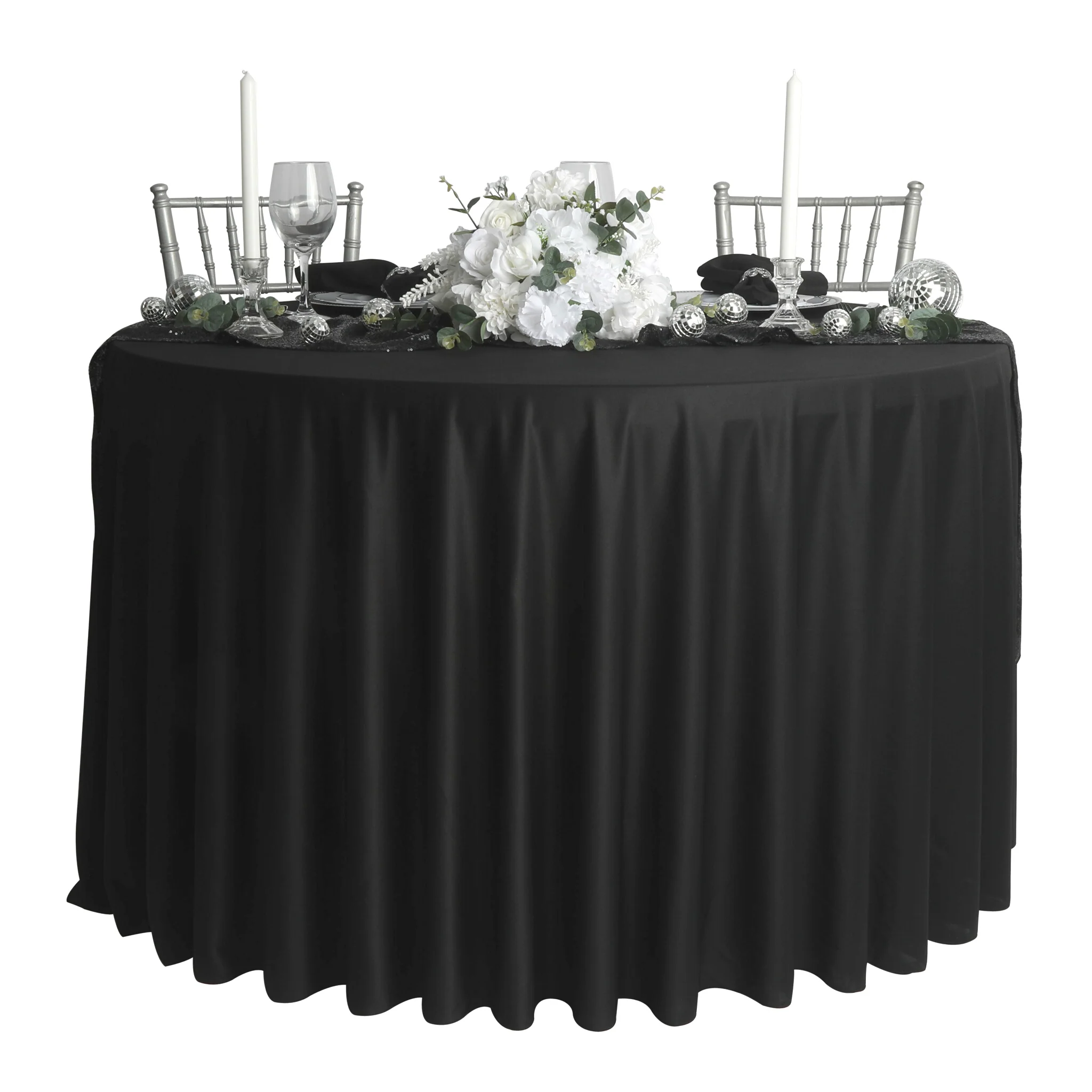 Scuba 108" Round Tablecloth - Black - Image 2