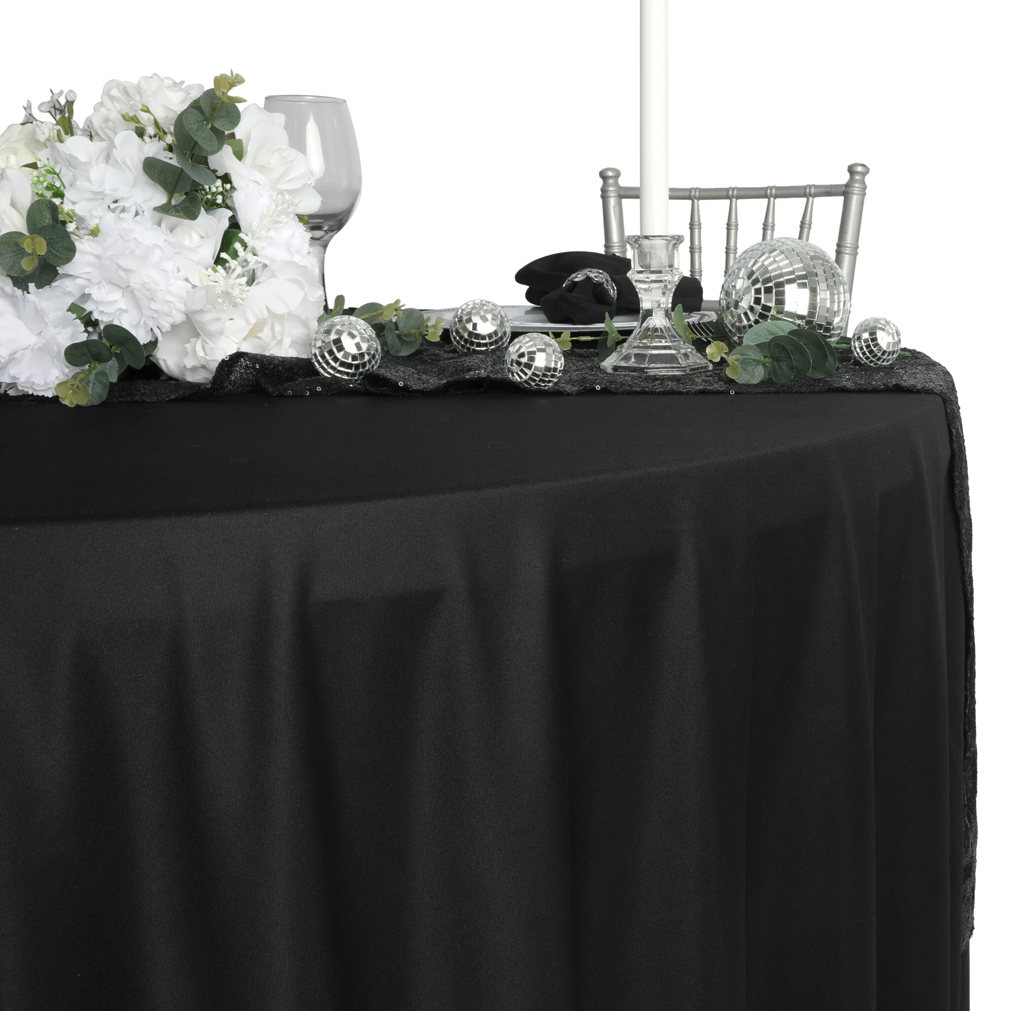 Scuba 108" Round Tablecloth - Black - Image 4