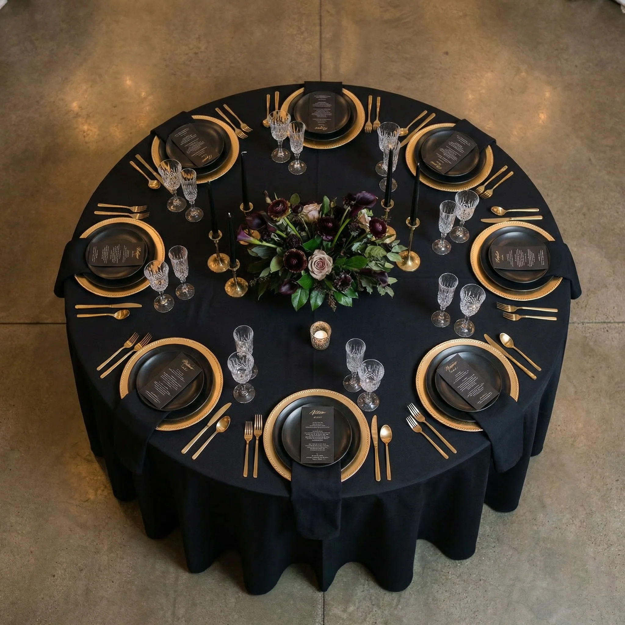 Scuba 120" Round Tablecloth - Black - Image 3