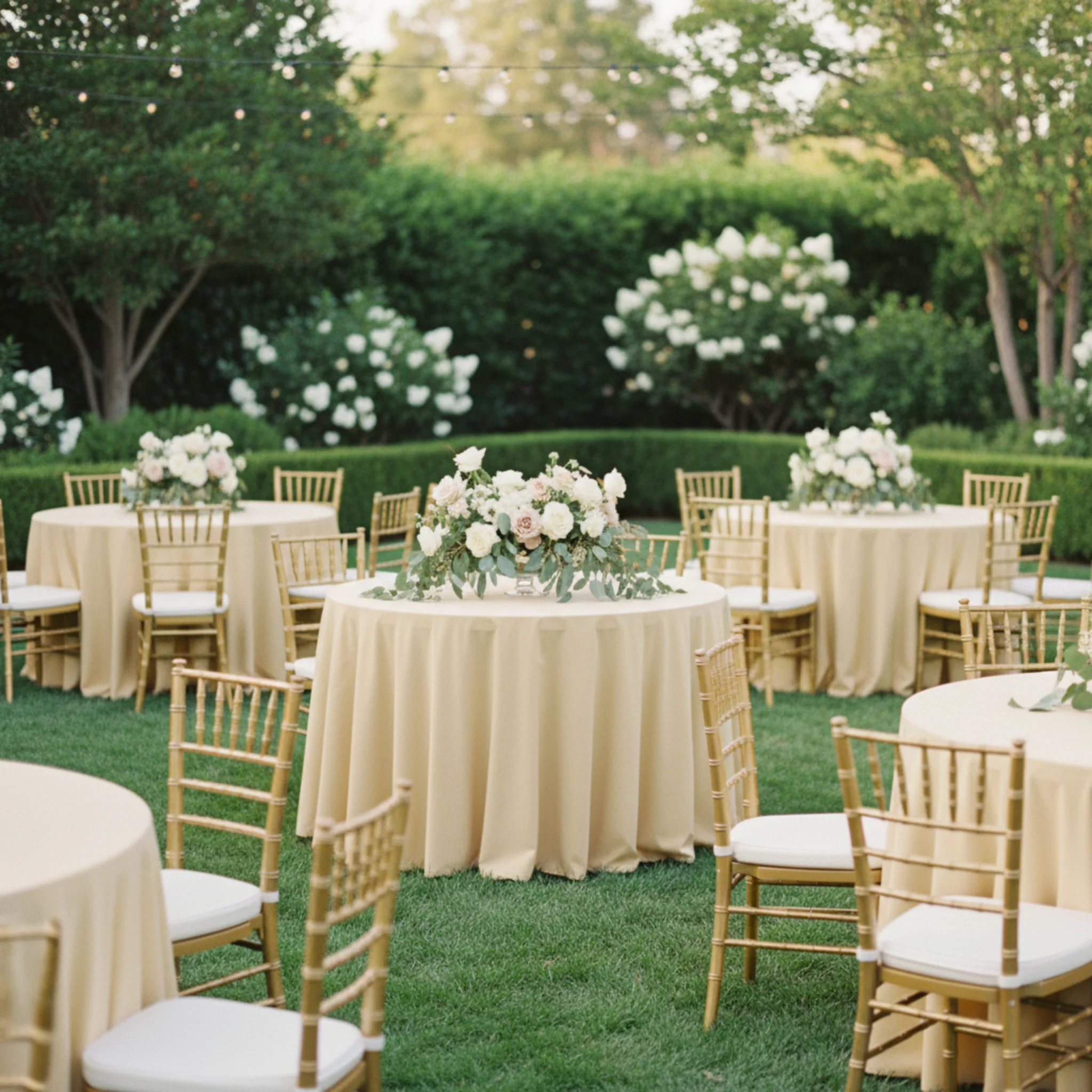 Scuba 120" Round Tablecloth - Champagne - Image 3
