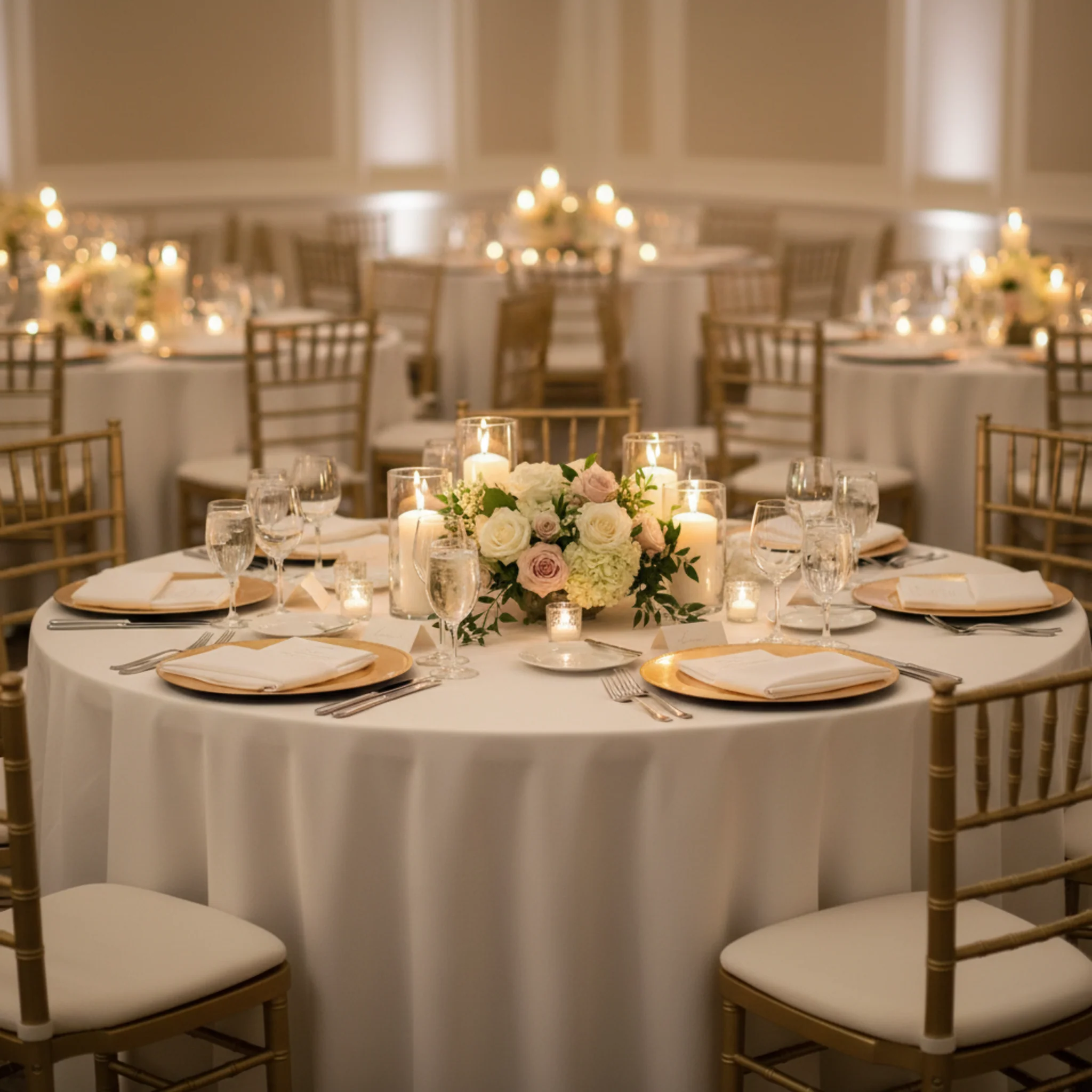 Scuba 120" Round Tablecloth - Ivory - Image 5