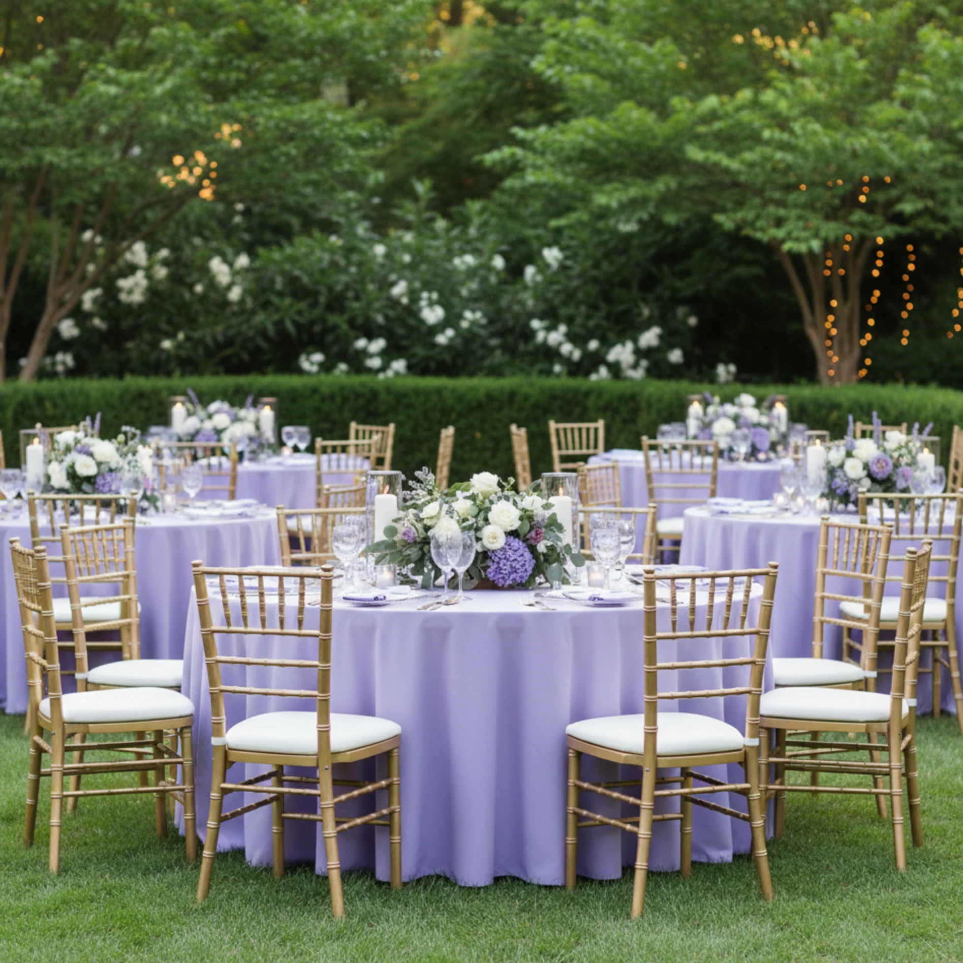 Scuba 120" Round Tablecloth - Lavender - Image 3