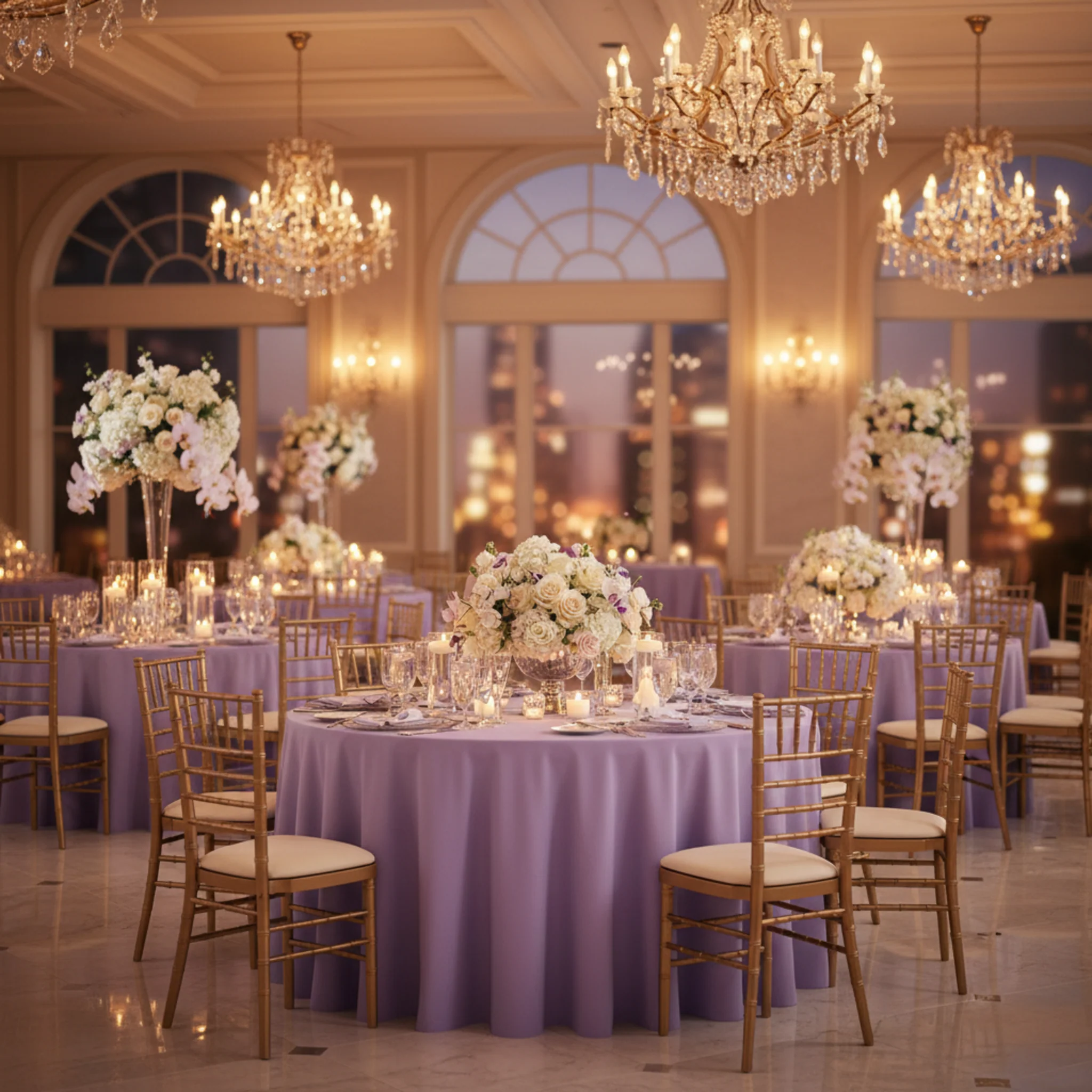 Scuba 120" Round Tablecloth - Lavender - Image 5