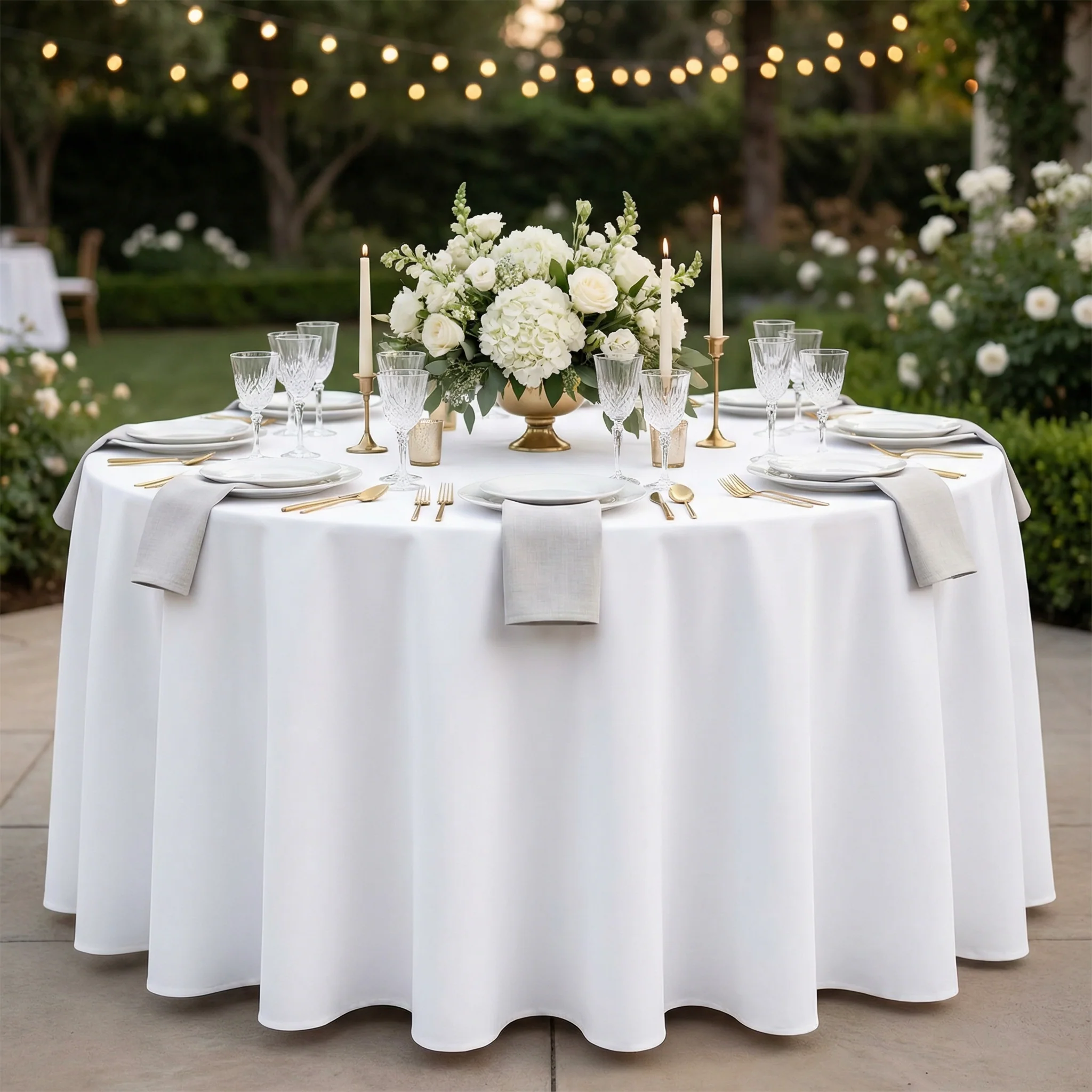 Scuba 120" Round Tablecloth - White - Image 2
