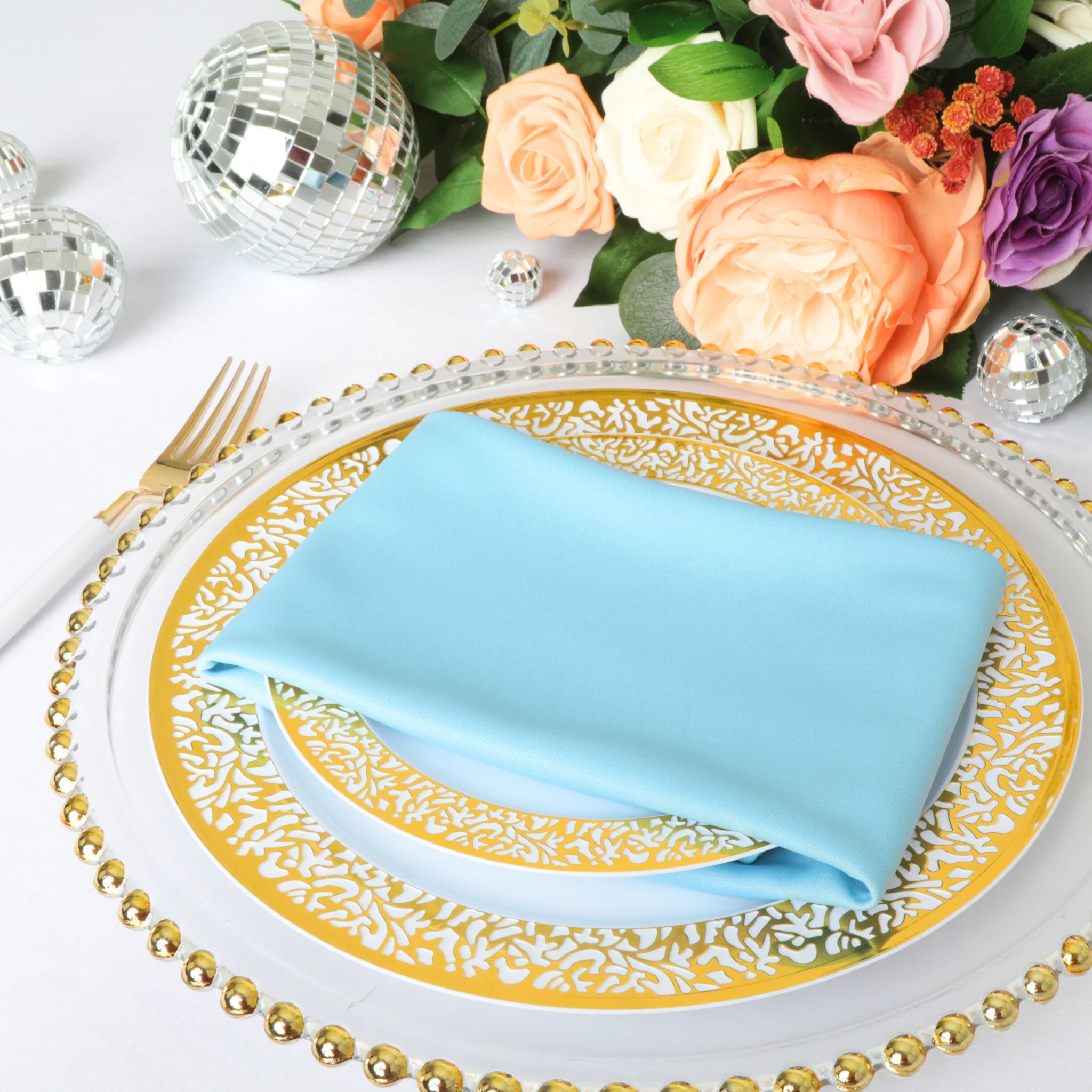Scuba Napkin 20"x20" (5 pcs/pk) - Baby Blue - Image 3