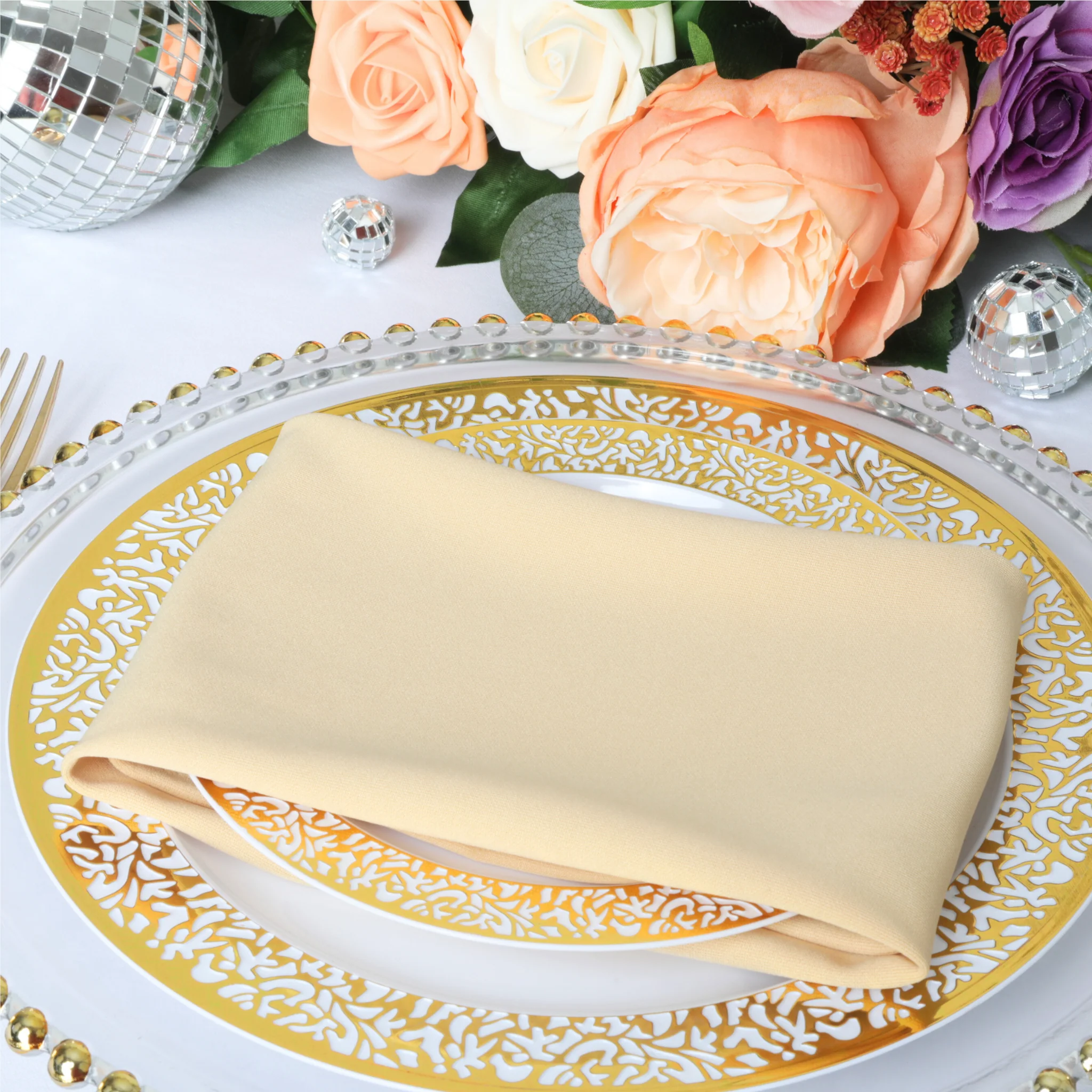 Scuba Napkin 20"x20" (5 pcs/pk) - Champagne - Image 3