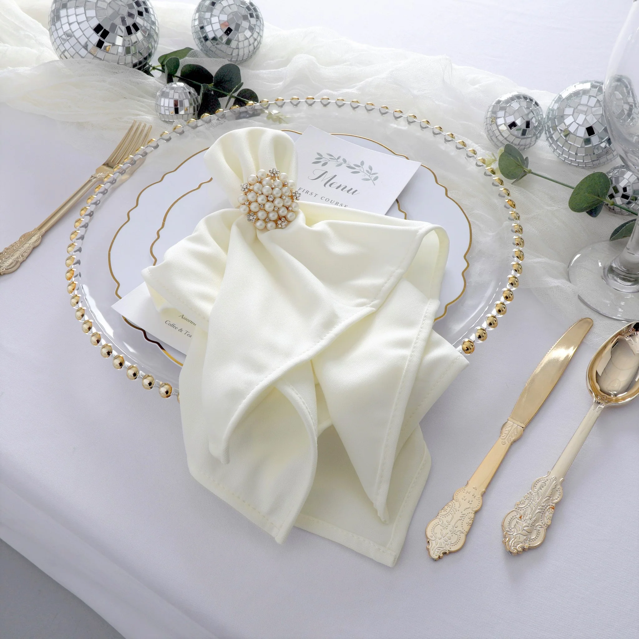 Scuba Napkin 20"x20" (5 pcs/pk) - Ivory - Image 2