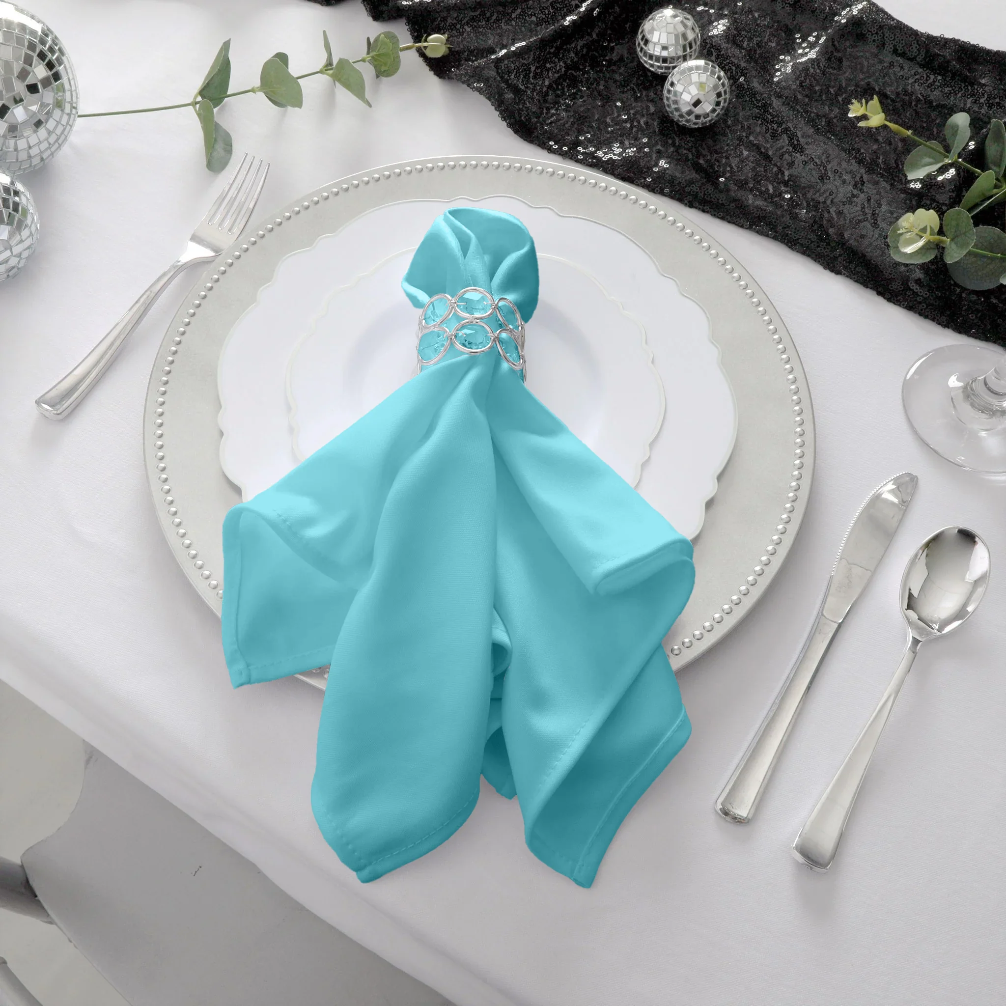 Scuba Napkin 20"x20" (5 pcs/pk) - Turquoise - Image 2