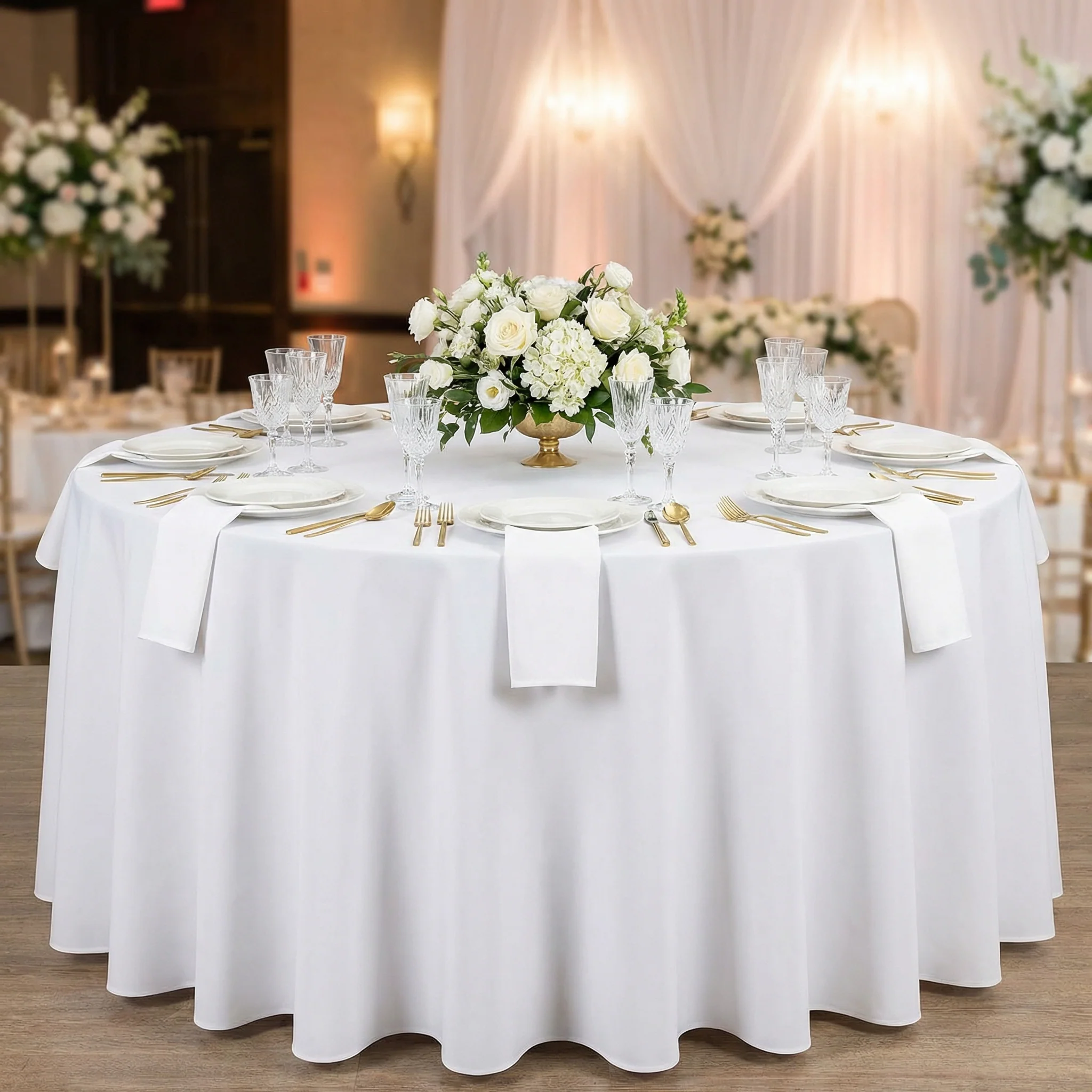 Scuba 132" Round Tablecloth - White - Image 2