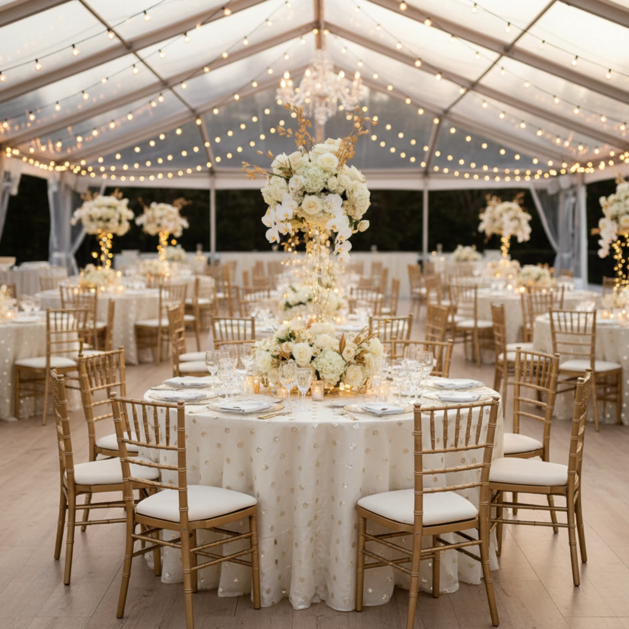 Sequin Embroidery Taffeta 120" Round Tablecloth - Ivory - Image 4
