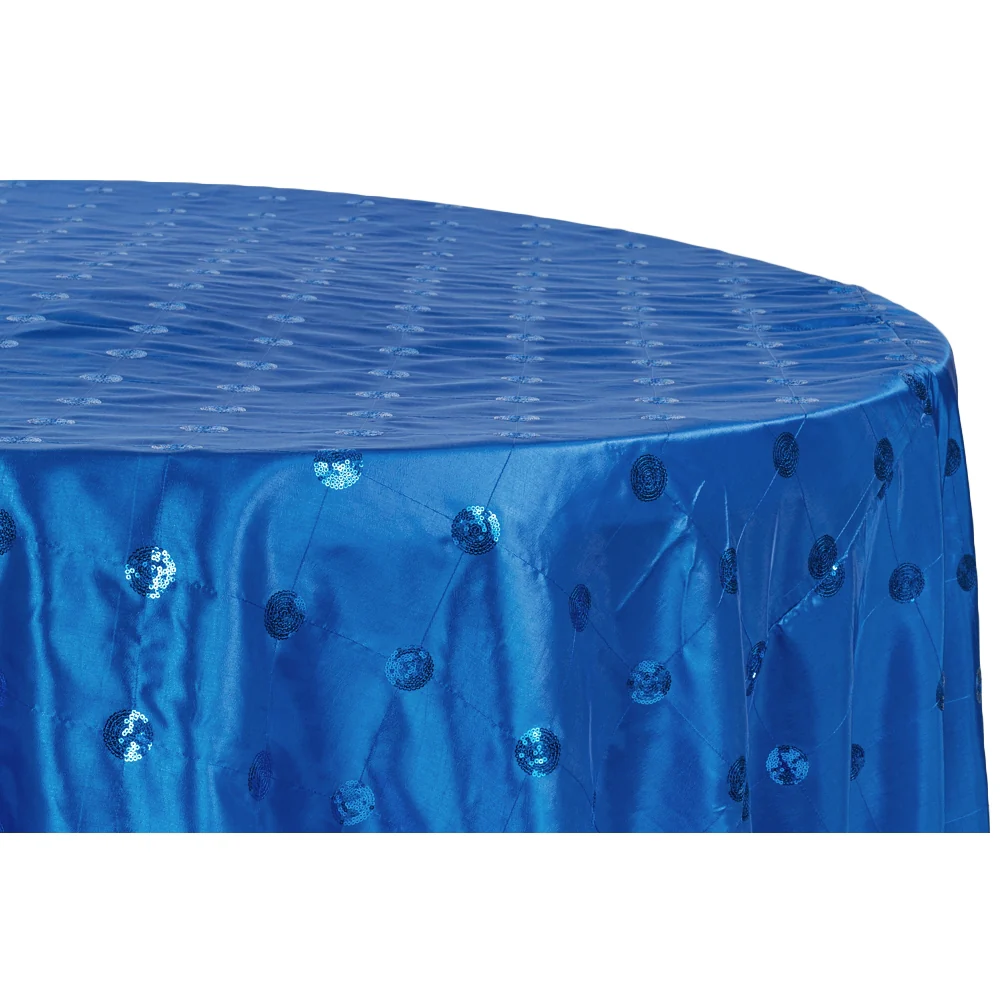 Sequin Embroidery Taffeta 120" Round Tablecloth - Royal Blue - Image 2