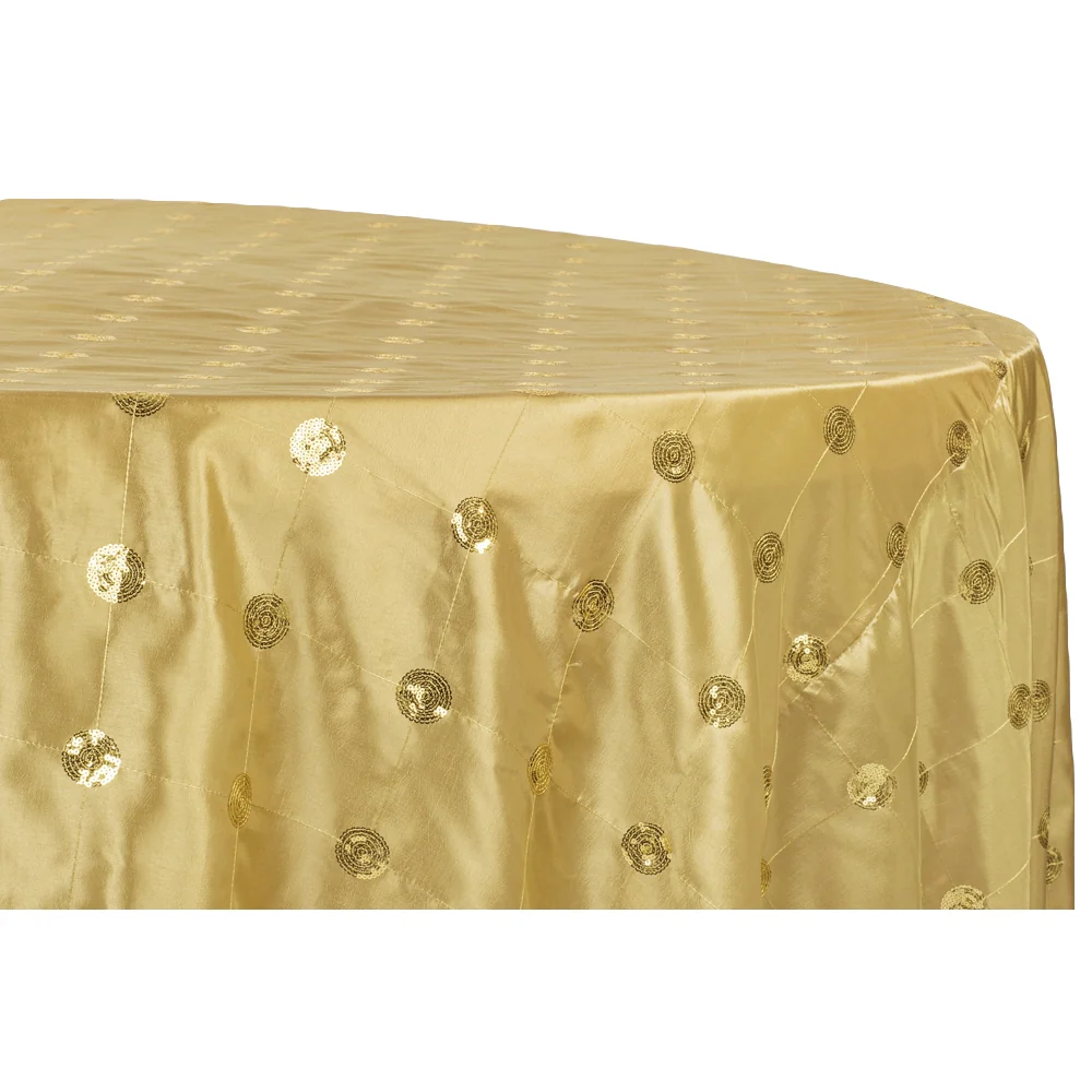 Sequin Embroidery Taffeta 132" Round Tablecloth - Gold - Image 3