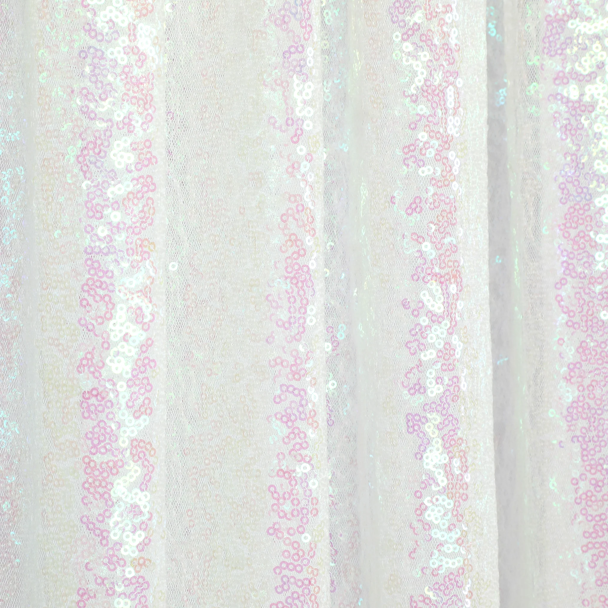 Glitz Sequin Mesh Net 10ft H x 52" W Drape/Backdrop panel - Iridescent White - Image 3