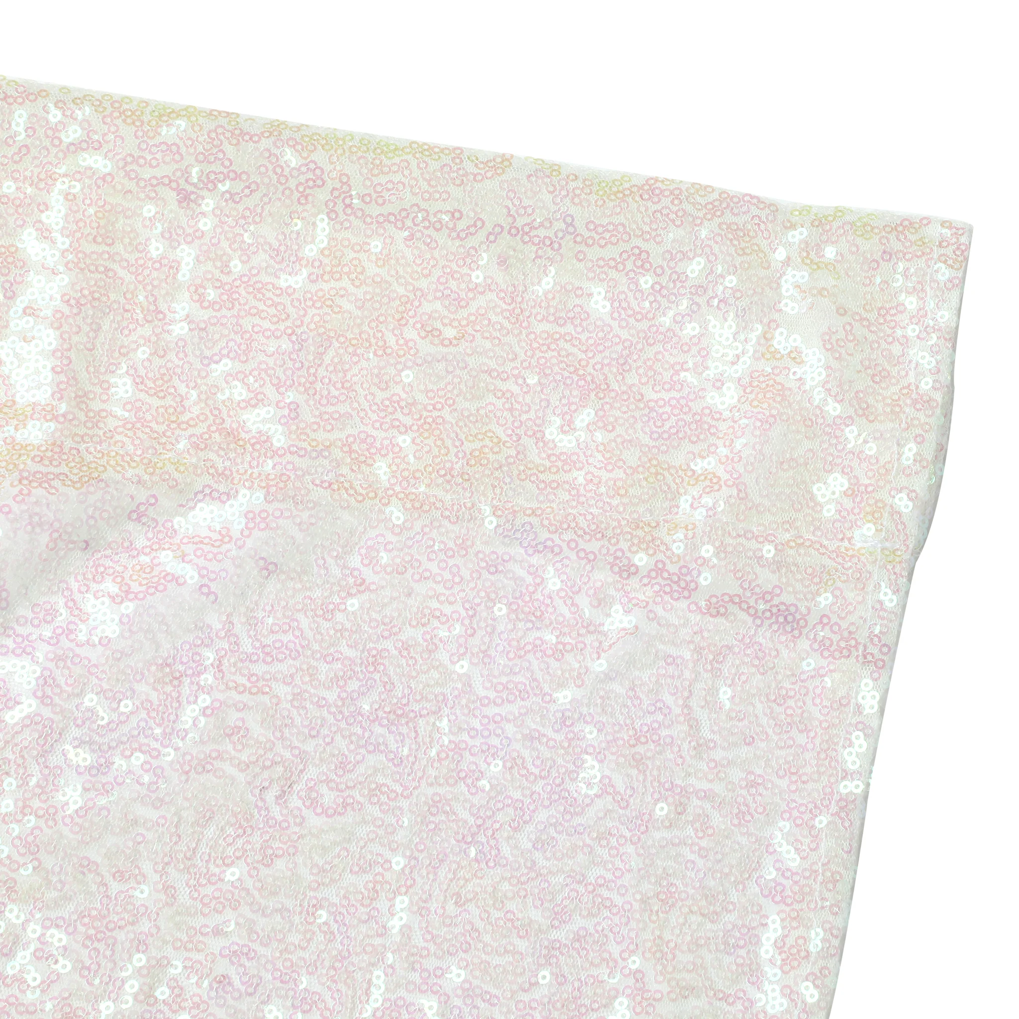 Glitz Sequin Mesh Net 10ft H x 52" W Drape/Backdrop panel - Iridescent White - Image 4
