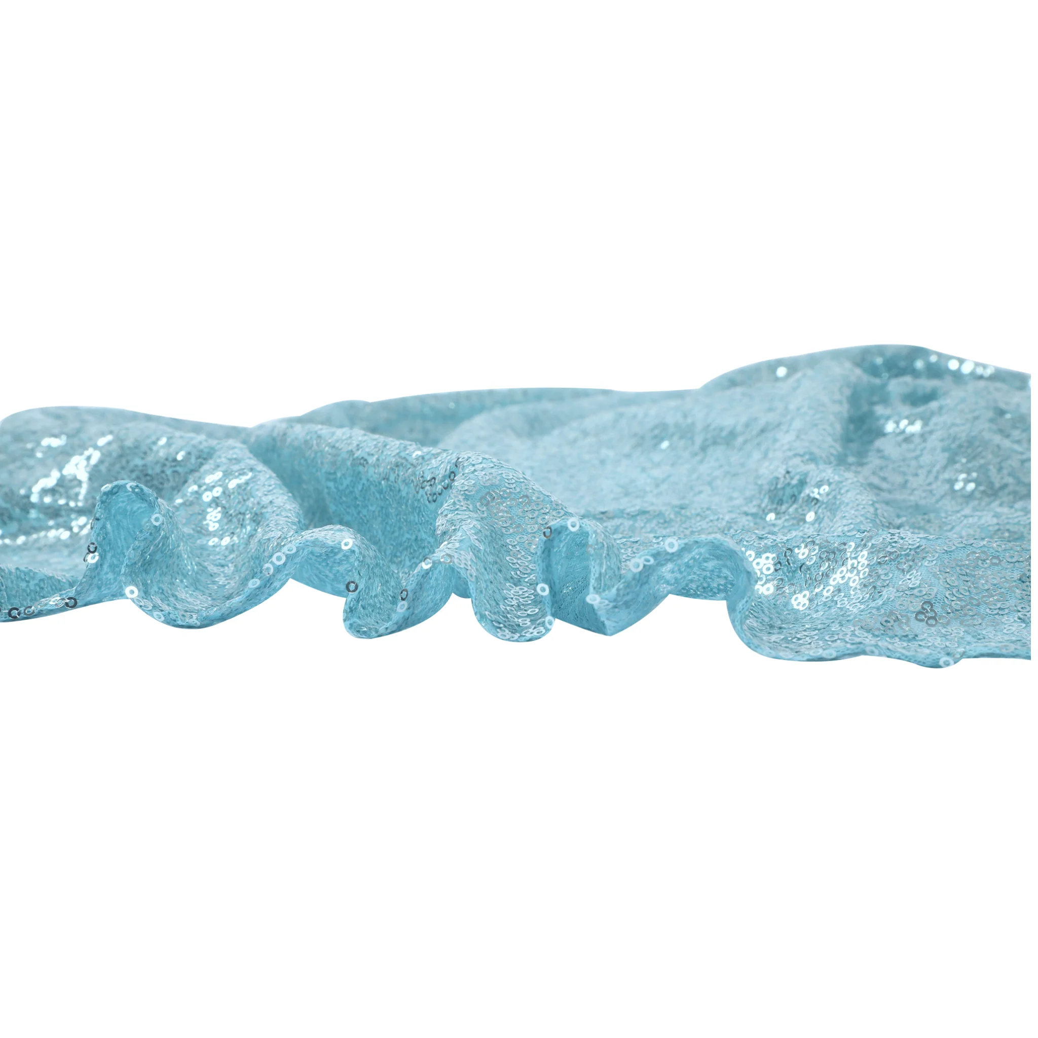 Glitz Sequin Mesh Net 12ft H x 52" W Drape/Backdrop panel - Baby Blue - Image 5