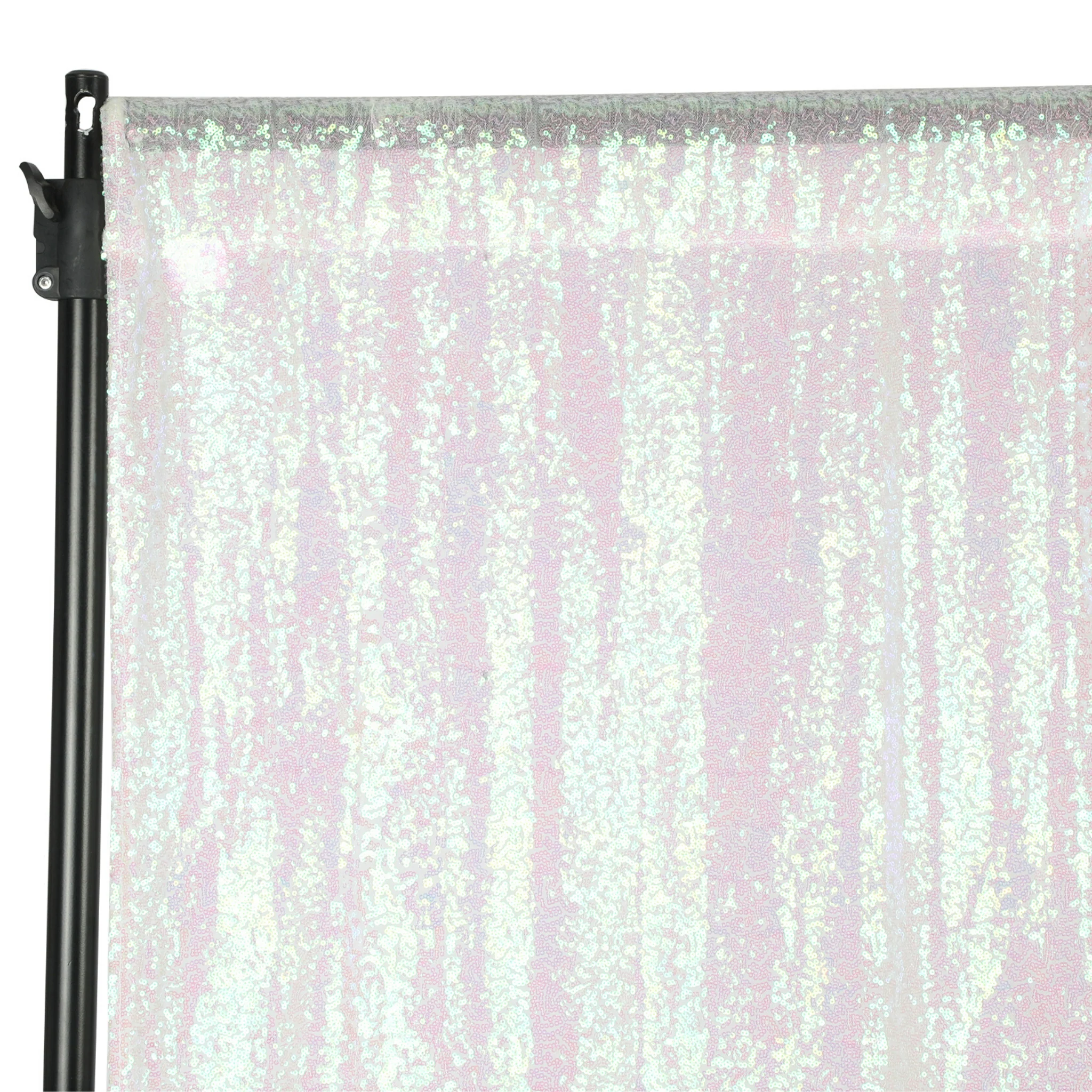 Glitz Sequin Mesh Net 12ft H x 52" W Drape/Backdrop panel - Iridescent White