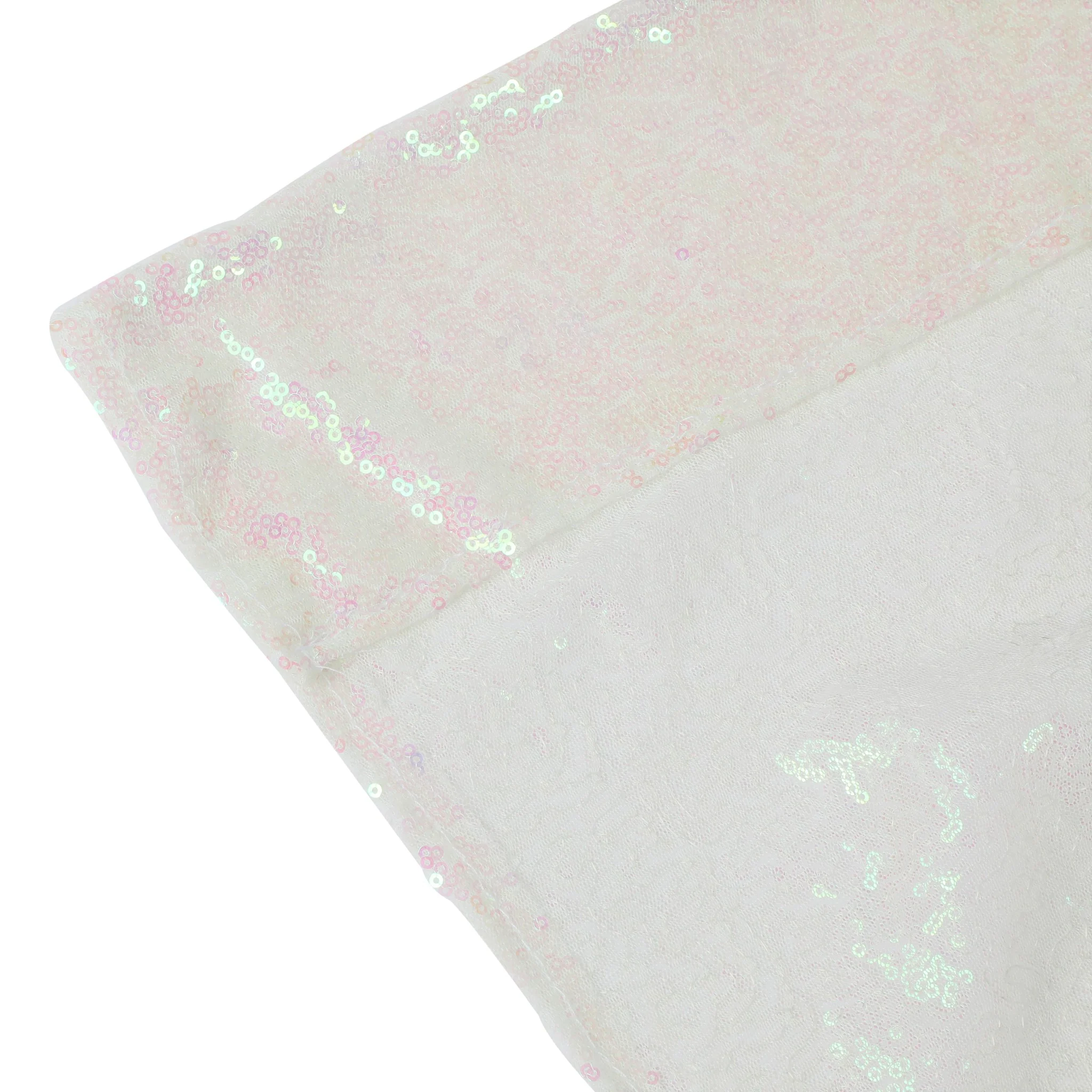 Glitz Sequin Mesh Net 12ft H x 52" W Drape/Backdrop panel - Iridescent White - Image 5