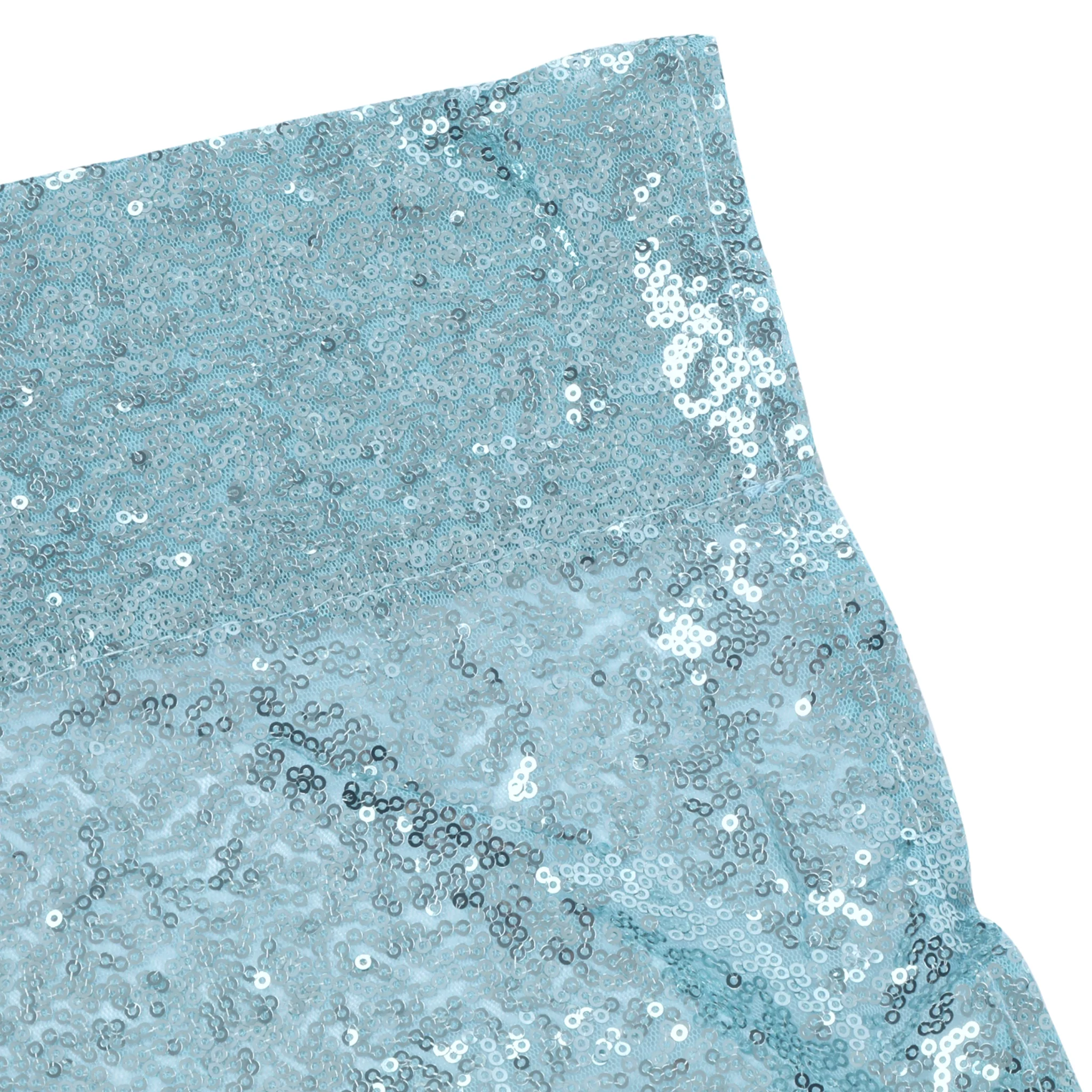 Glitz Sequin Mesh Net 8ft H x 52" W Drape/Backdrop panel - Baby Blue - Image 3