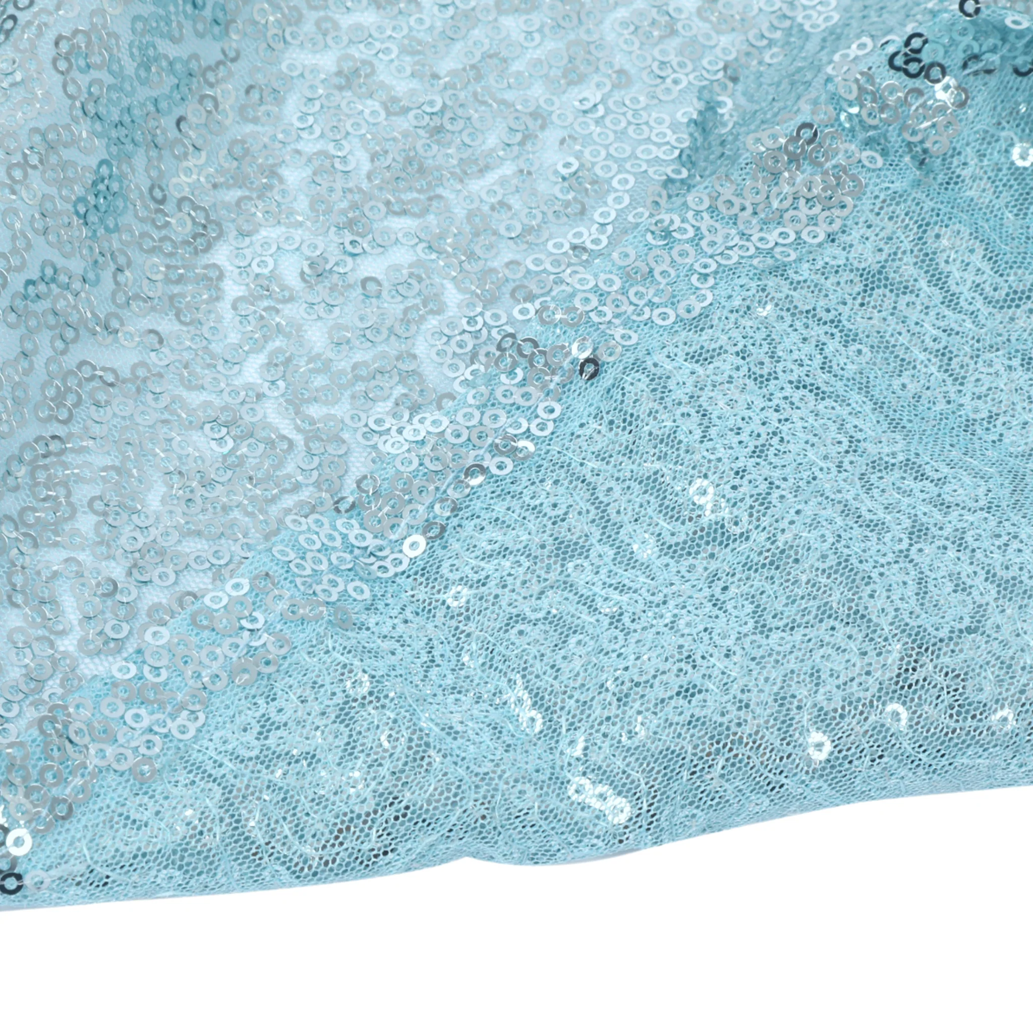 Glitz Sequin Mesh Net 8ft H x 52" W Drape/Backdrop panel - Baby Blue - Image 4