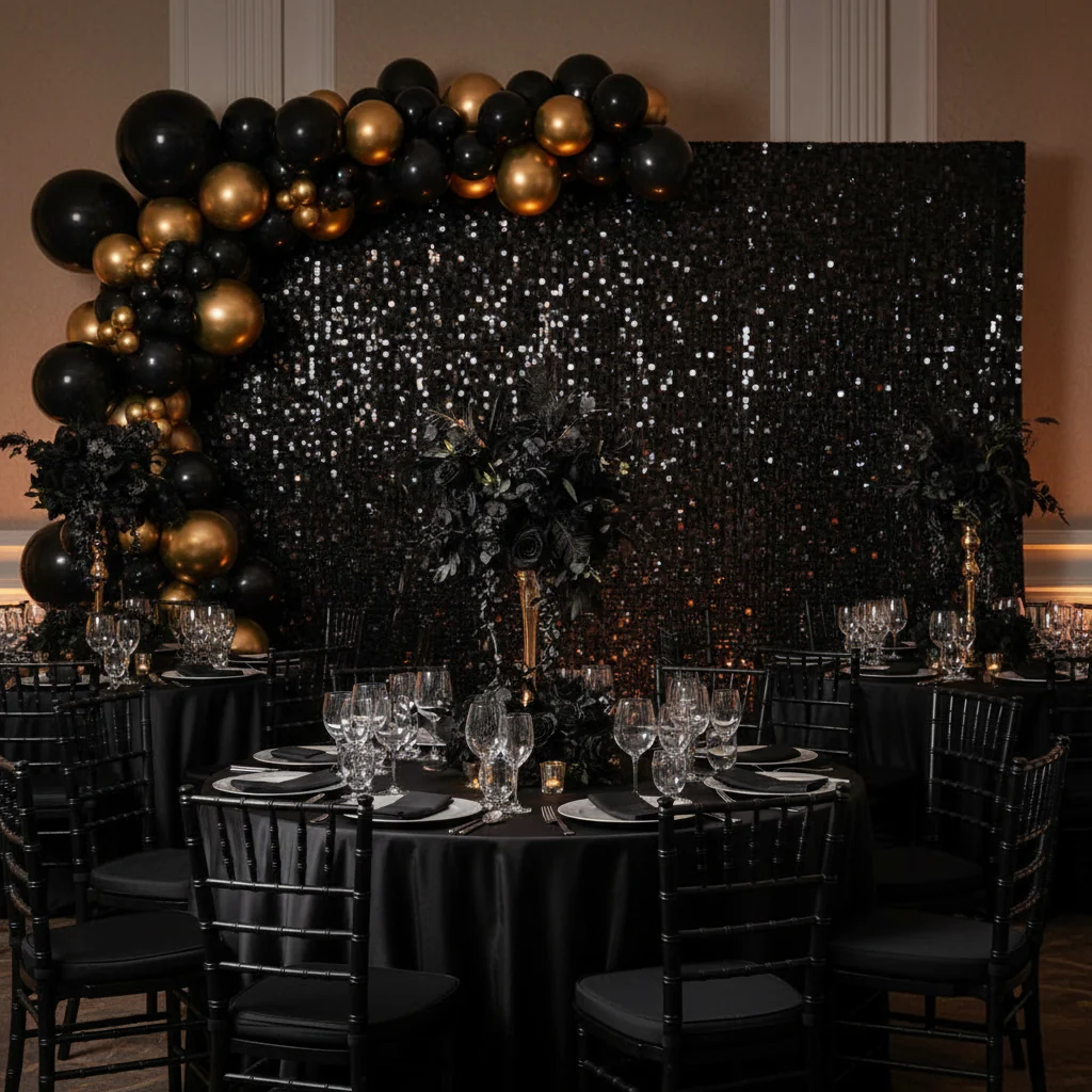 Spangle Shimmer Sequin Wall Panel Backdrops (24 panels) - Black - Image 3