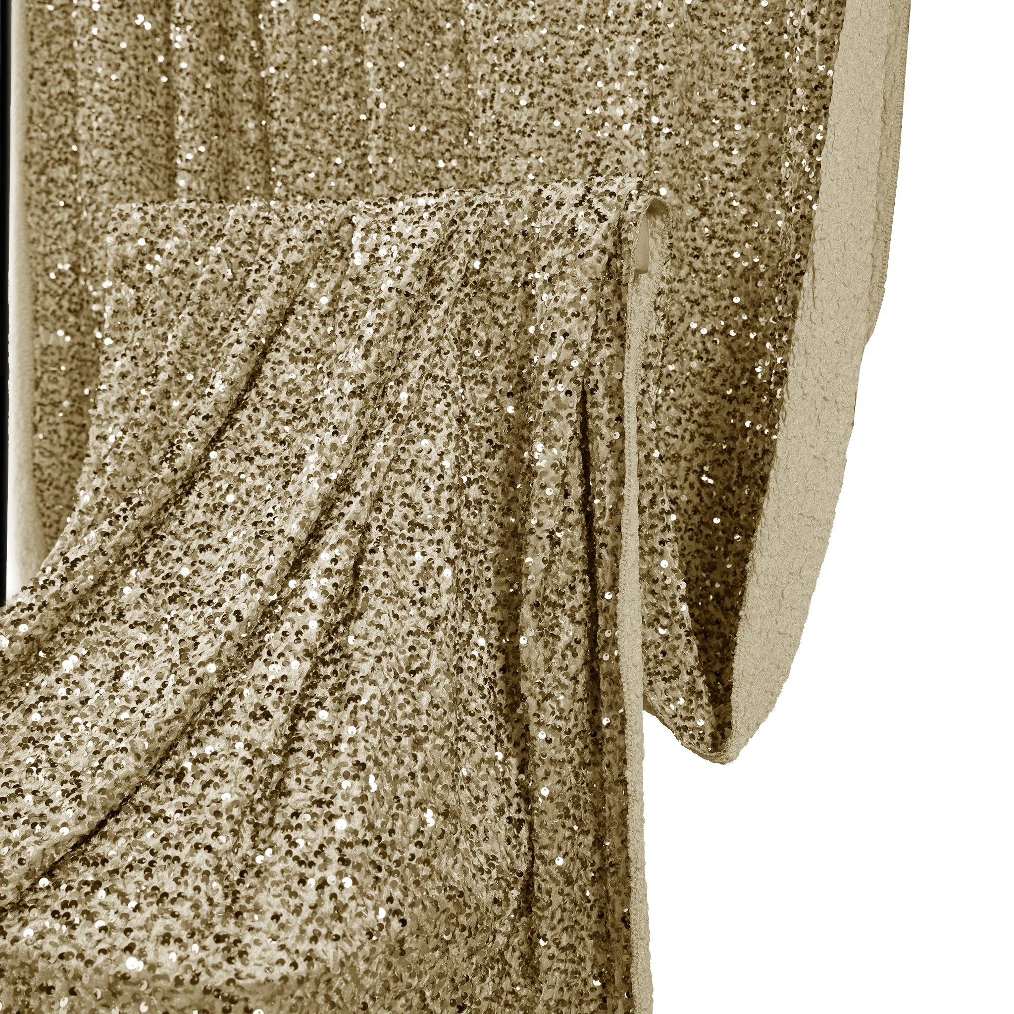 Sequin Velvet 10ft H x 52" W Drape/Backdrop Curtain Panel - Champagne - Image 4