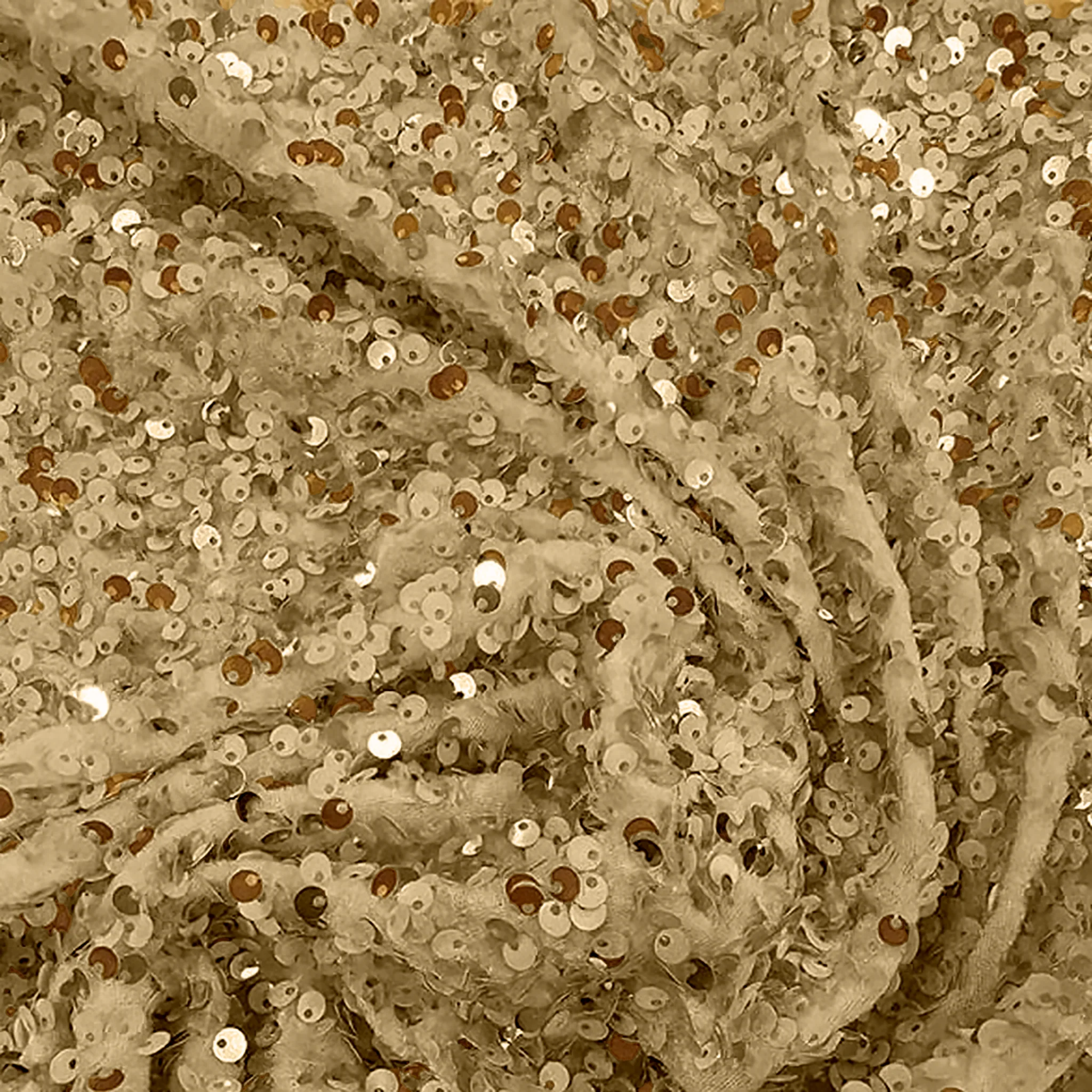 Sequin Velvet 120" Round Tablecloth - Champagne - Image 3