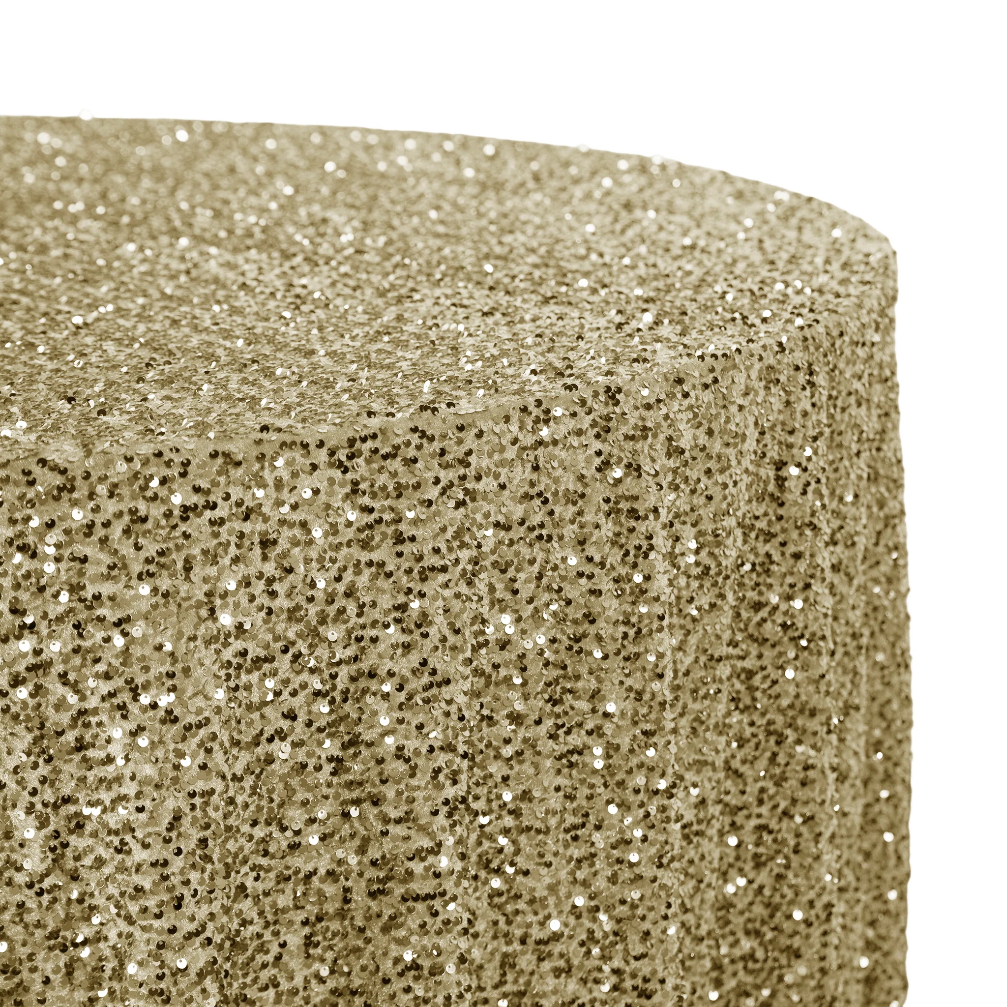 Sequin Velvet 120" Round Tablecloth - Champagne - Image 4