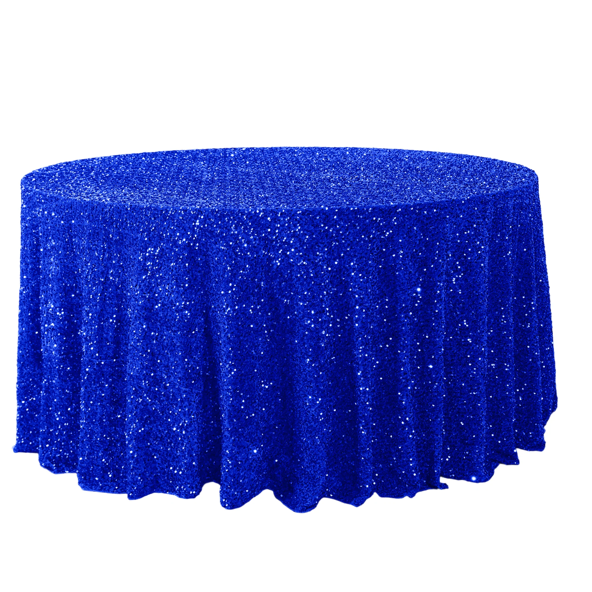 Sequin Velvet 120" Round Tablecloth - Royal Blue