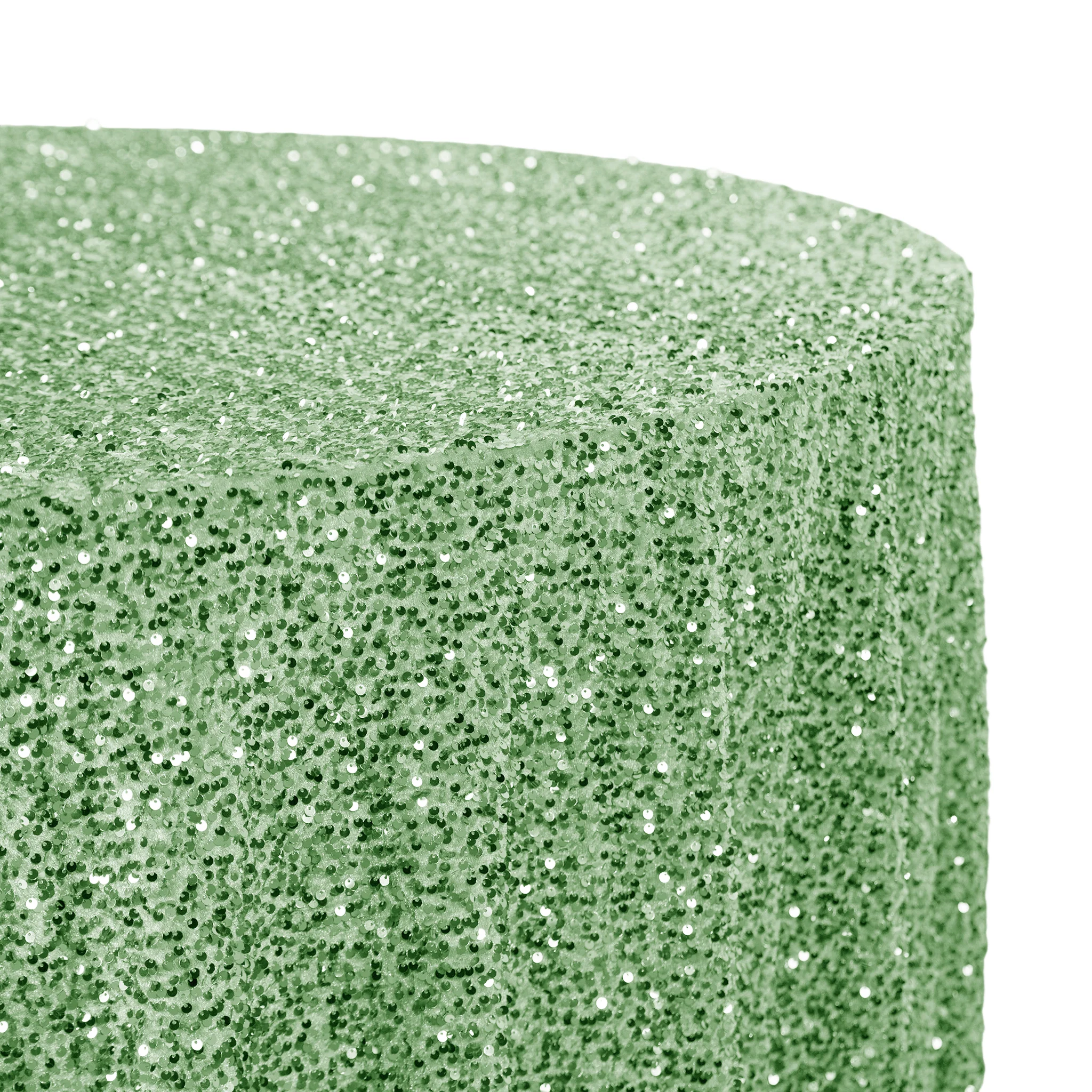 Sequin Velvet 120" Round Tablecloth - Sage Green - Image 2