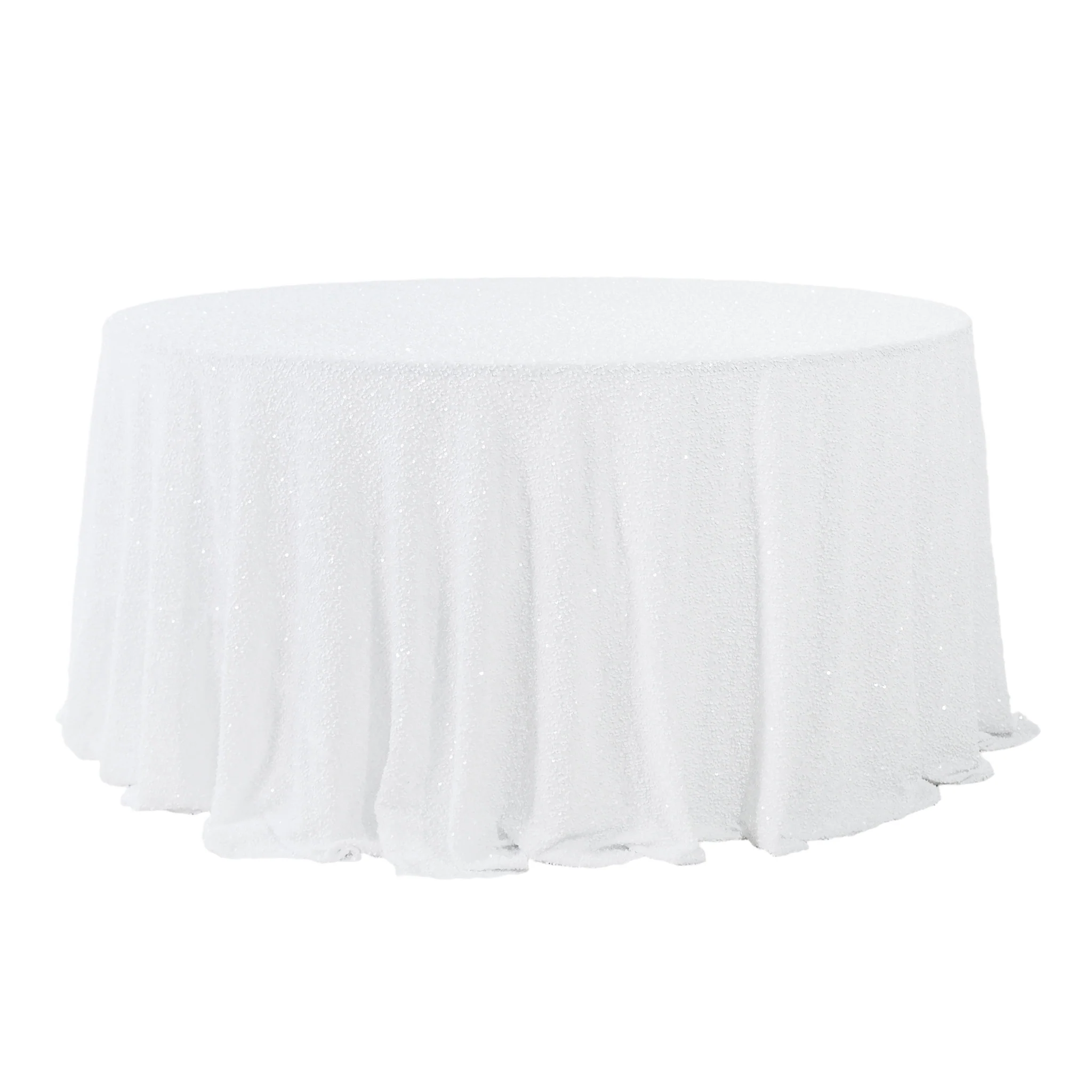 Sequin Velvet 120" Round Tablecloth - White