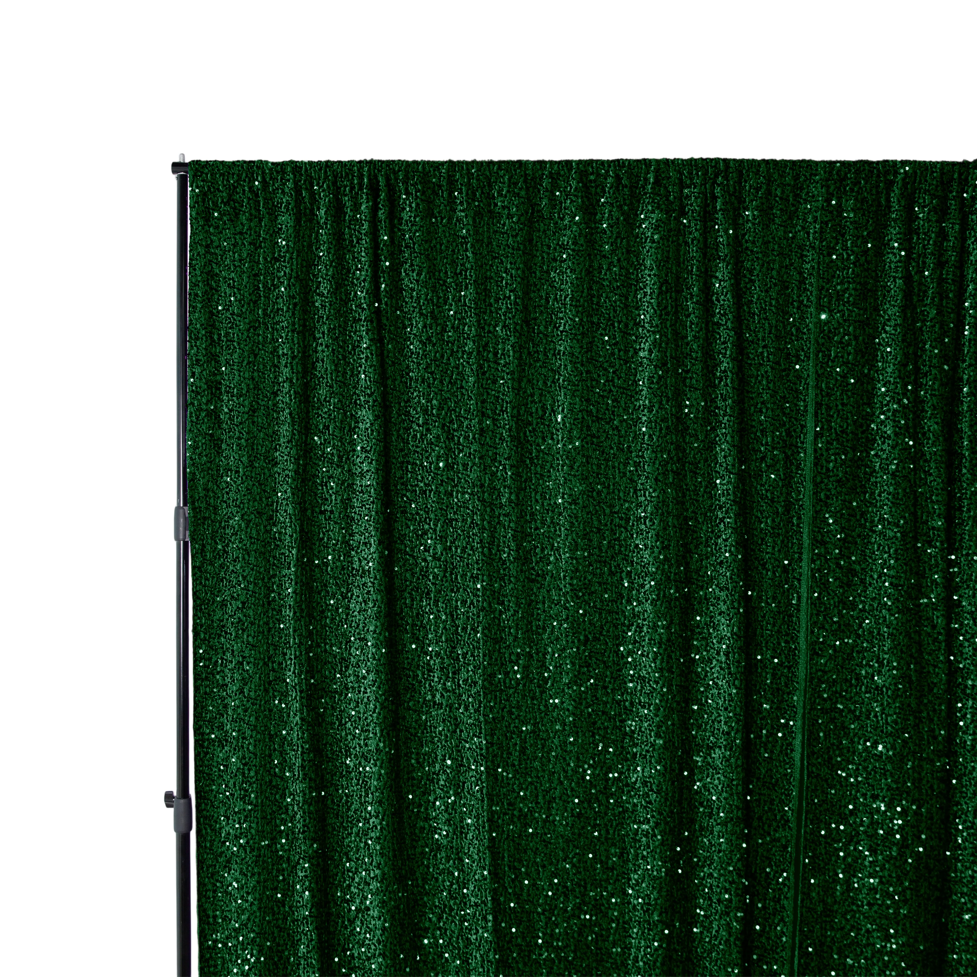 Sequin Velvet 12ft H x 52" W Drape/Backdrop Curtain Panel - Emerald Green - Image 3