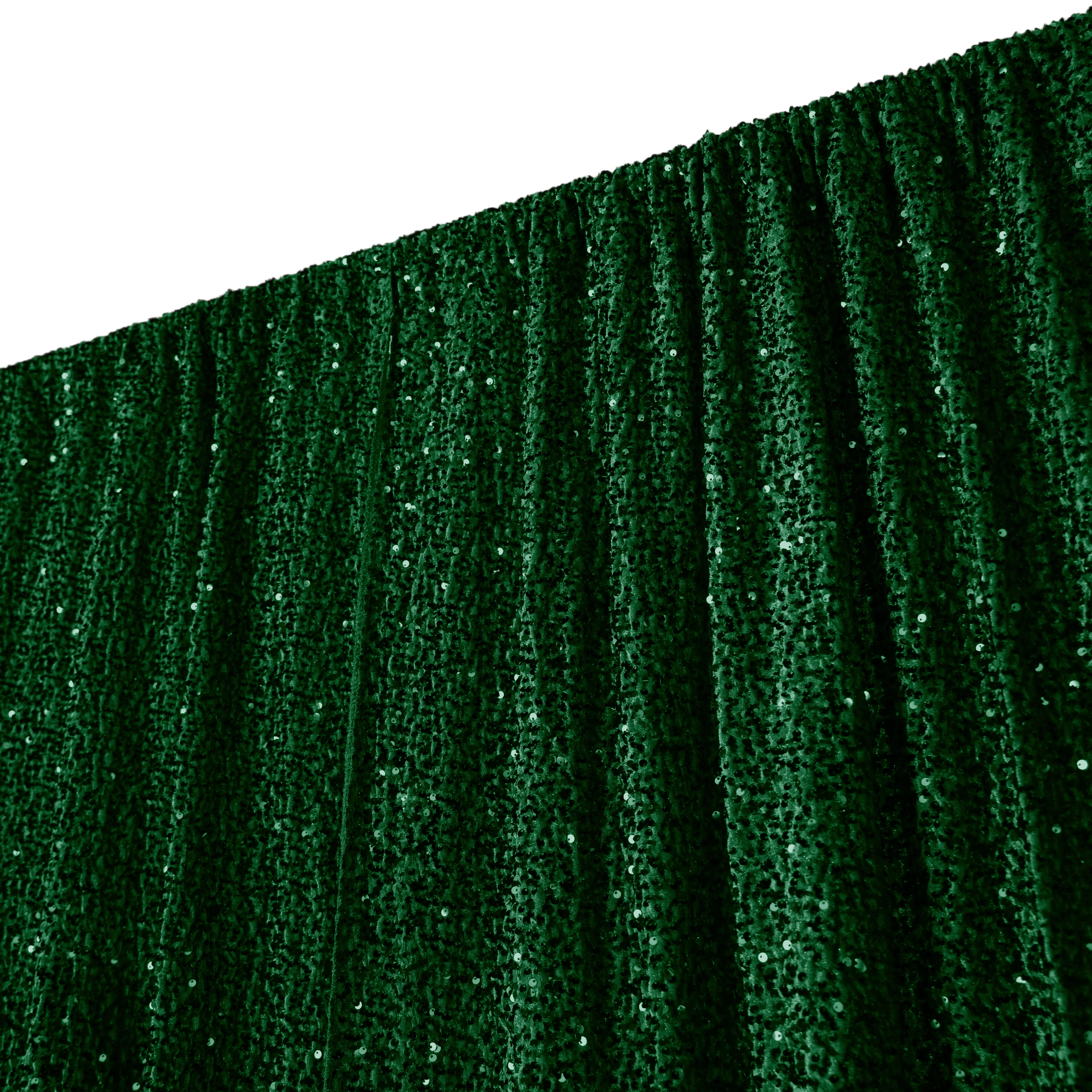 Sequin Velvet 12ft H x 52" W Drape/Backdrop Curtain Panel - Emerald Green - Image 6