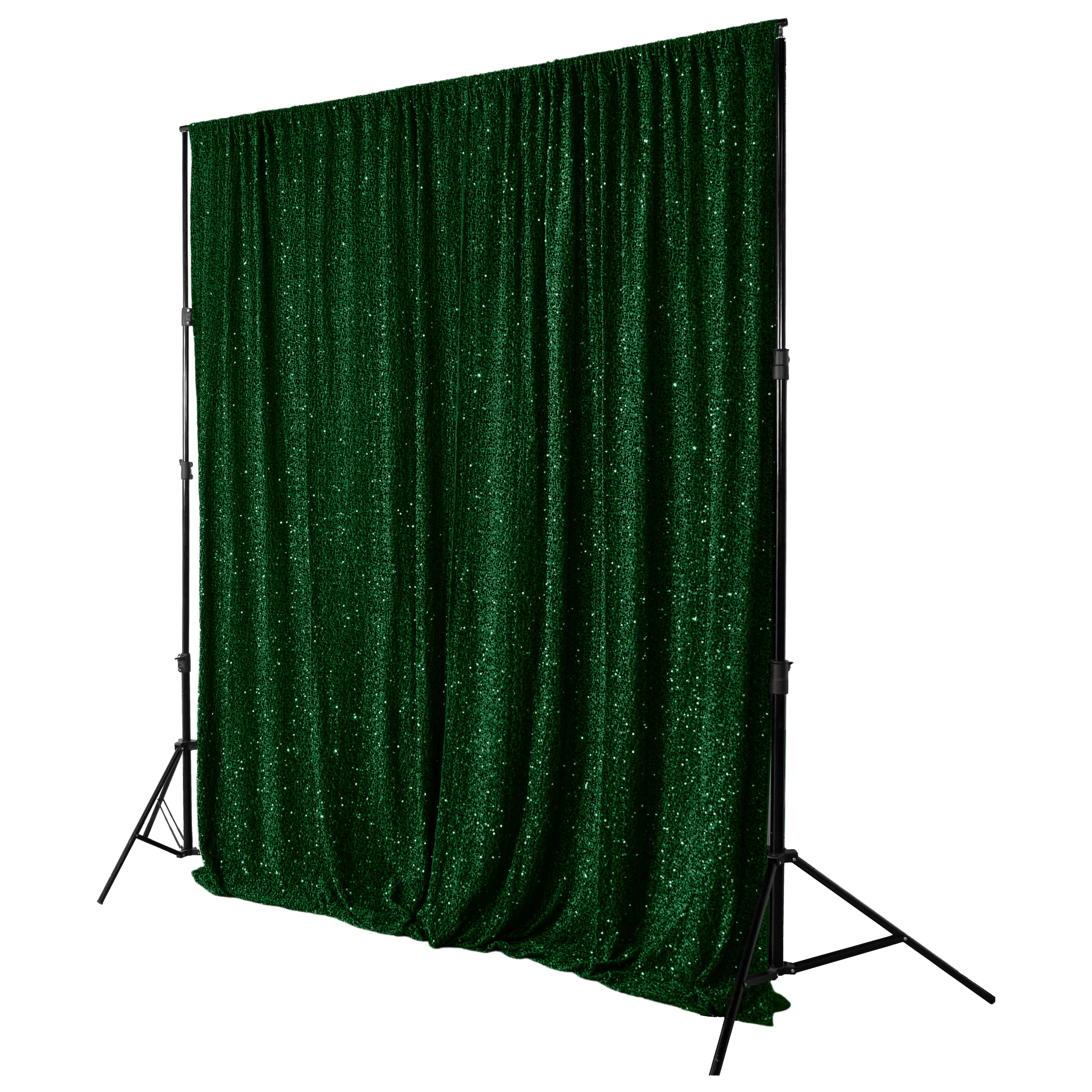 Sequin Velvet 12ft H x 52" W Drape/Backdrop Curtain Panel - Emerald Green - Image 8