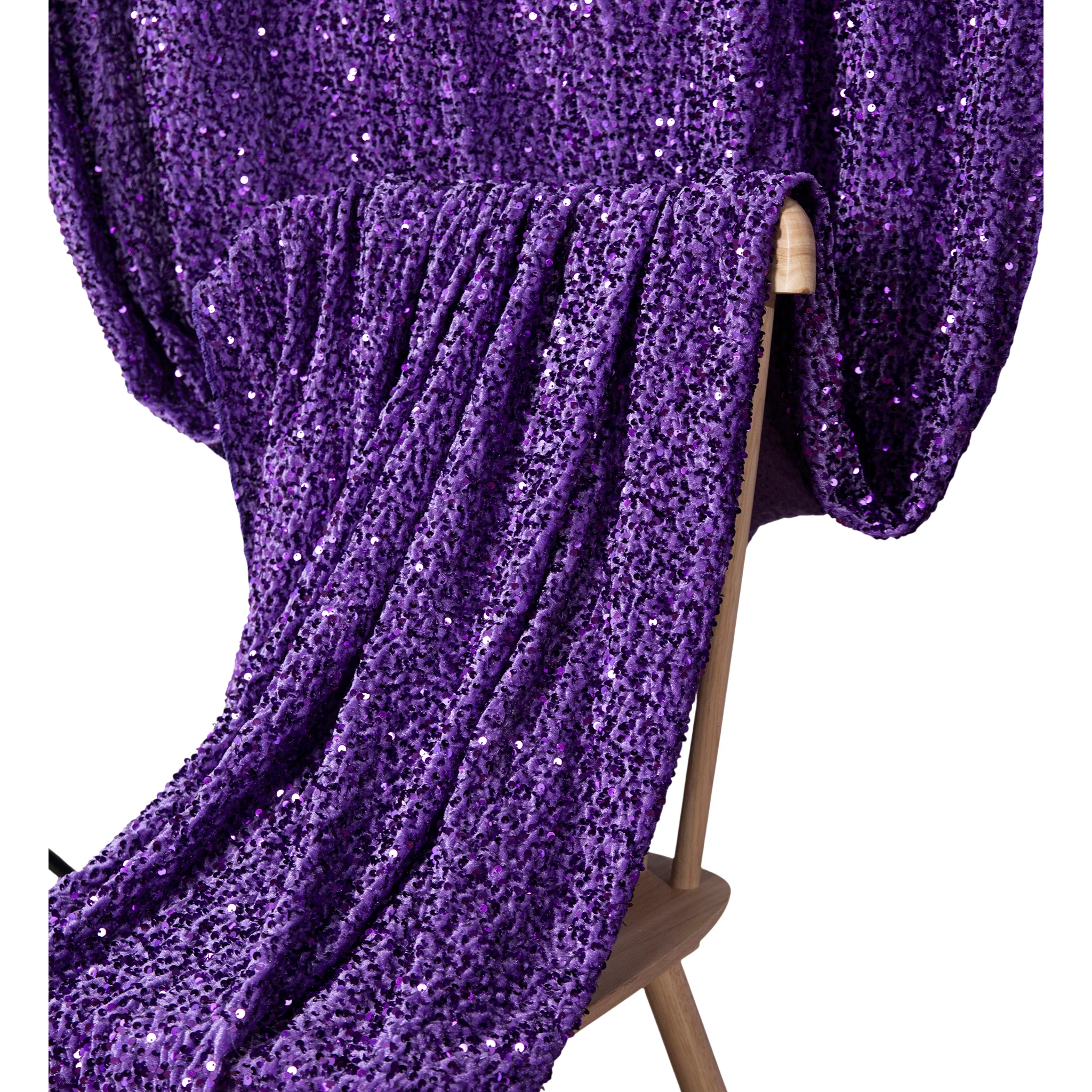 Sequin Velvet 12ft H x 52" W Drape/Backdrop Curtain Panel - Purple