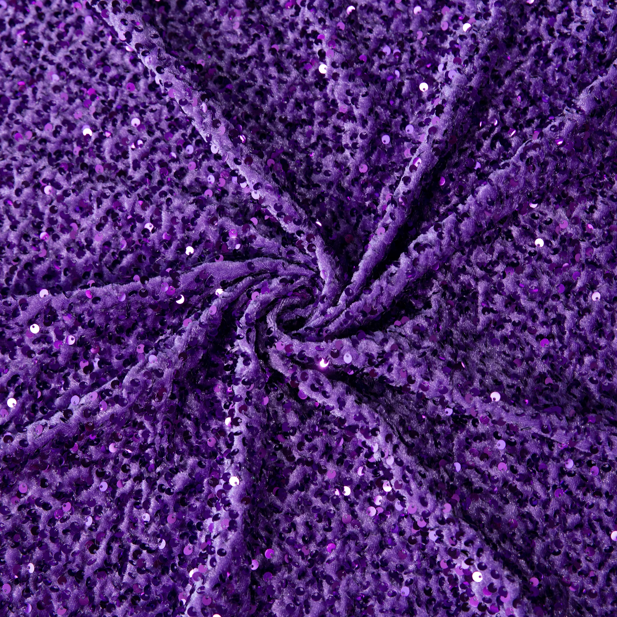 Sequin Velvet 12ft H x 52" W Drape/Backdrop Curtain Panel - Purple - Image 2