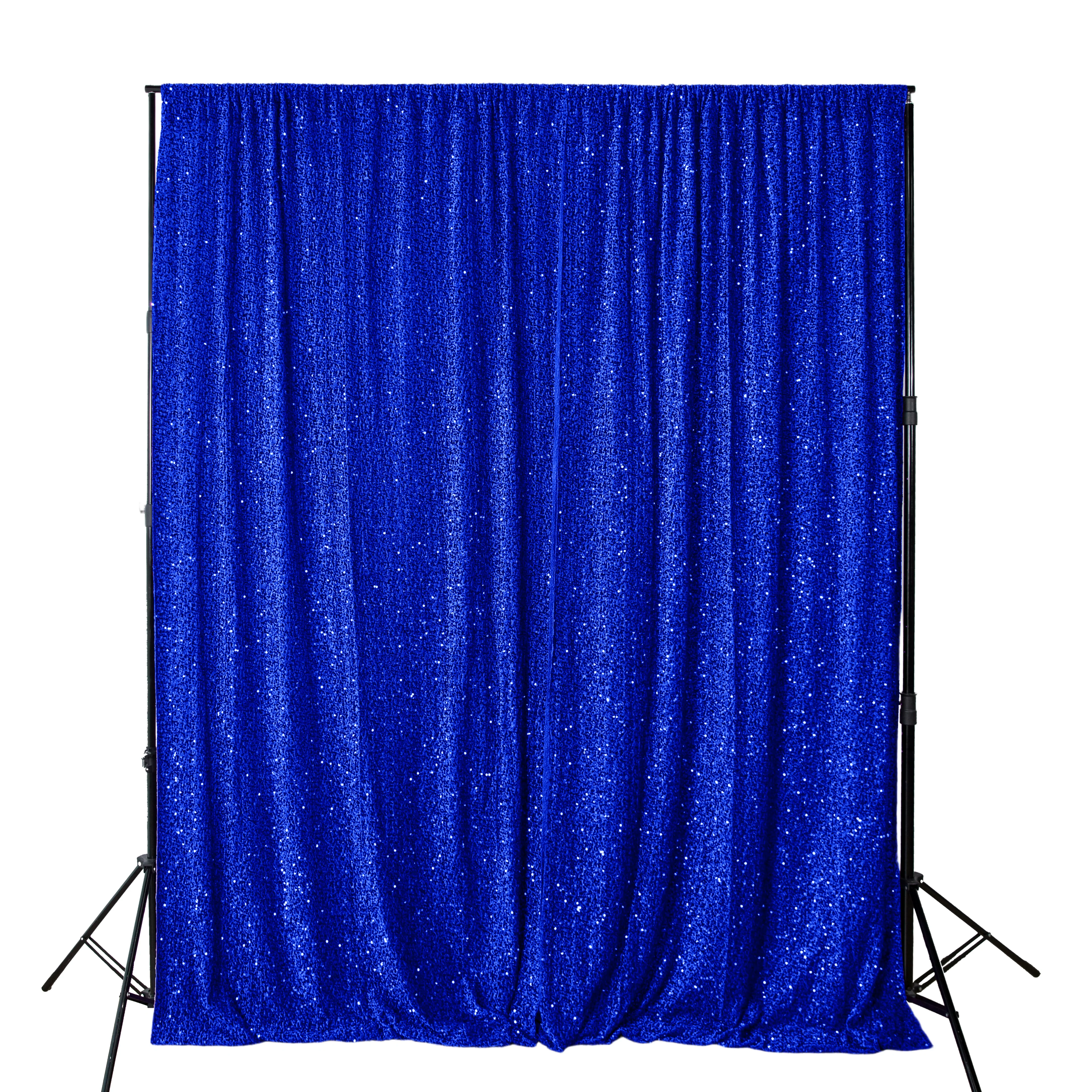 Sequin Velvet 12ft H x 52" W Drape/Backdrop Curtain Panel - Royal Blue