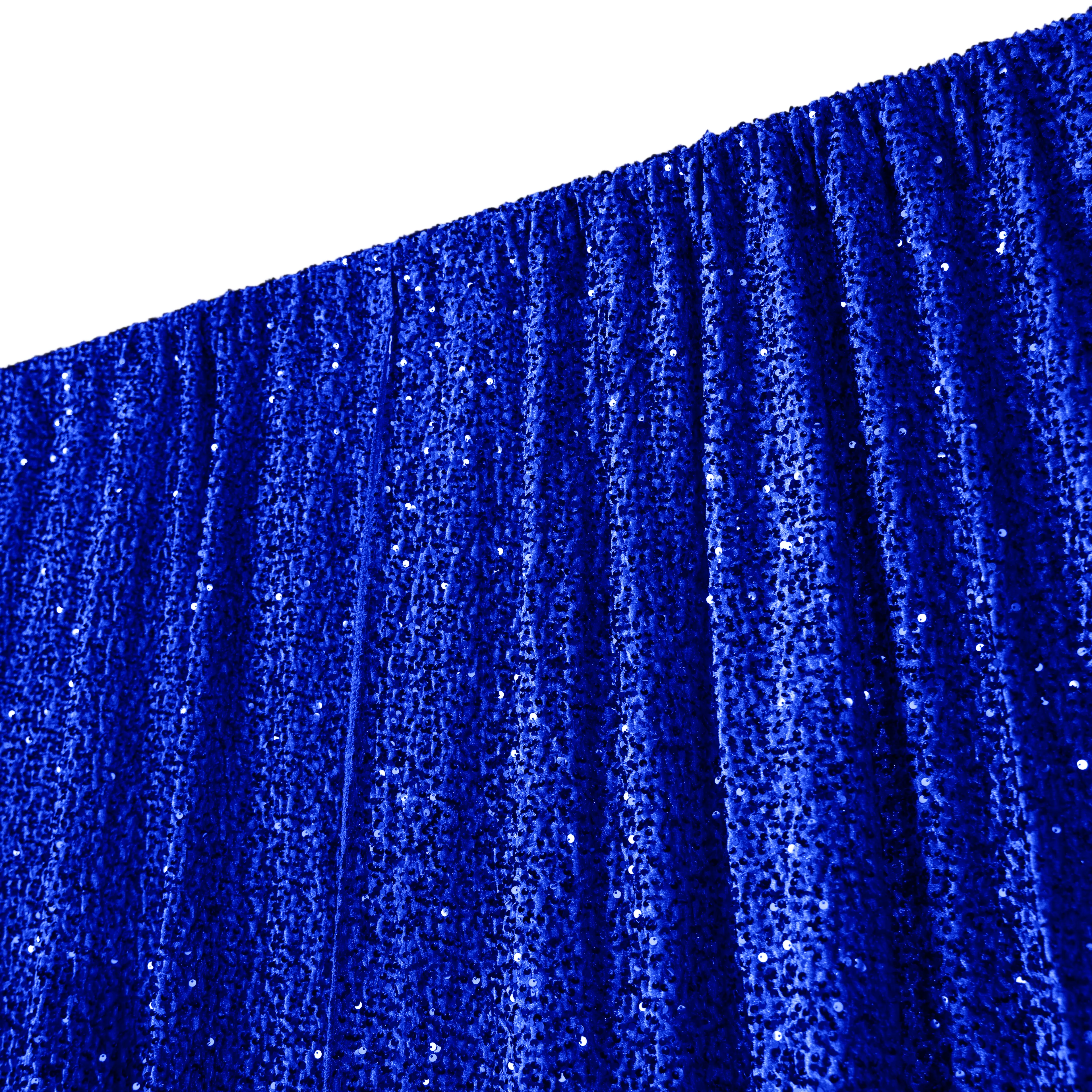 Sequin Velvet 12ft H x 52" W Drape/Backdrop Curtain Panel - Royal Blue - Image 7