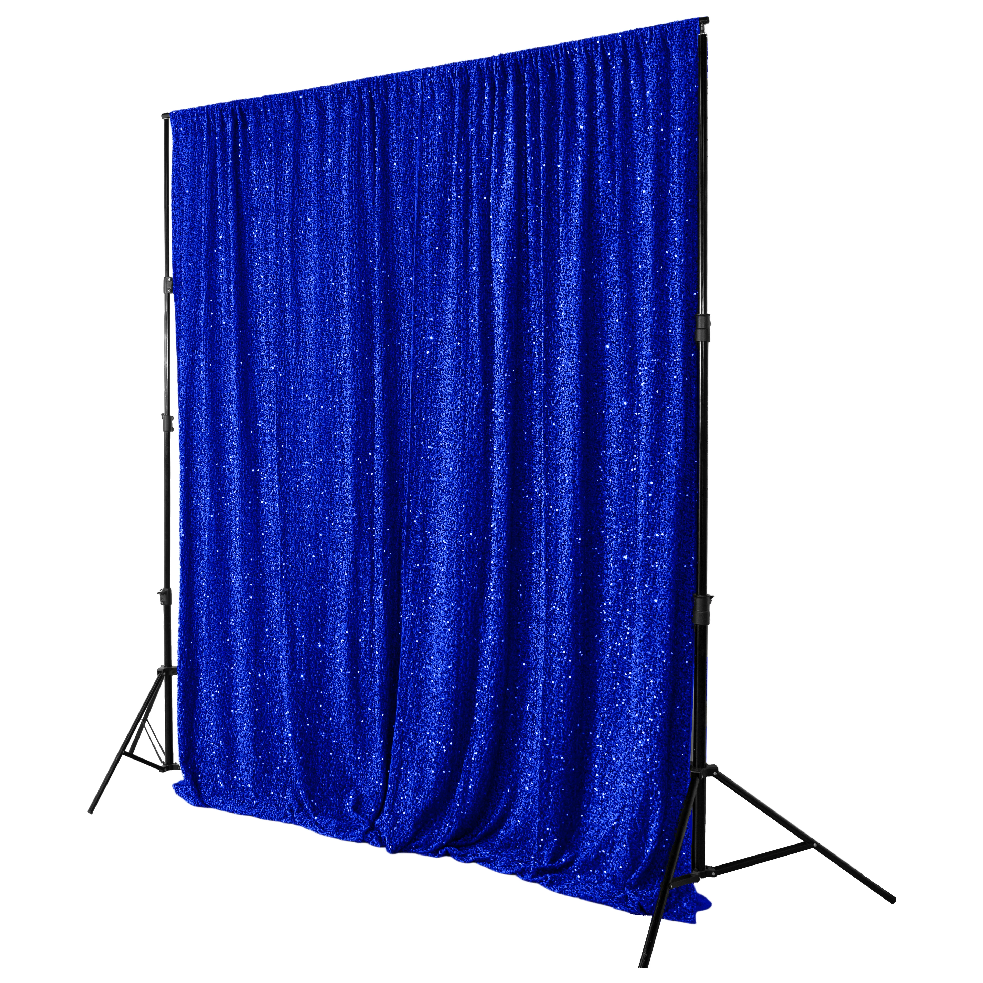 Sequin Velvet 12ft H x 52" W Drape/Backdrop Curtain Panel - Royal Blue - Image 8