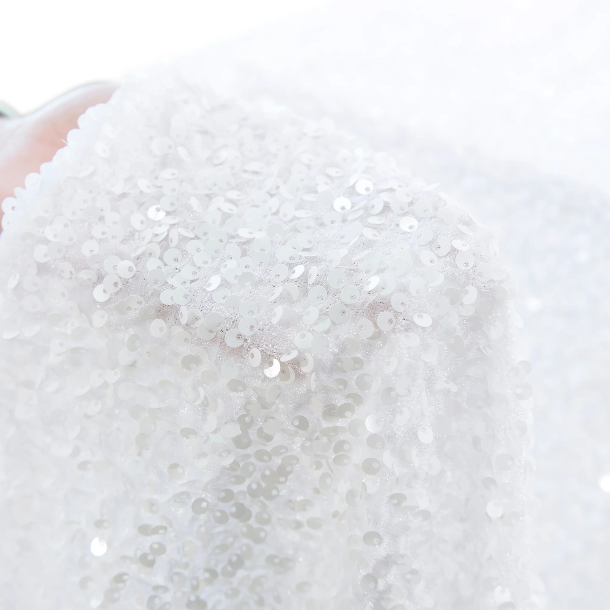 Sequin Velvet 12ft H x 52" W Drape/Backdrop Curtain Panel - White - Image 2