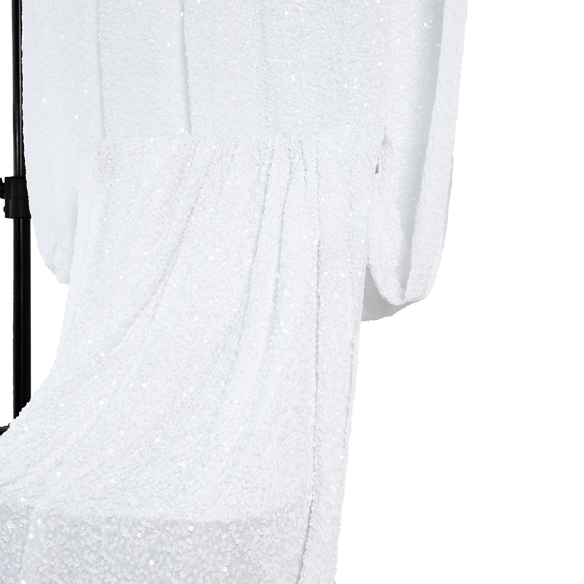 Sequin Velvet 12ft H x 52" W Drape/Backdrop Curtain Panel - White - Image 4