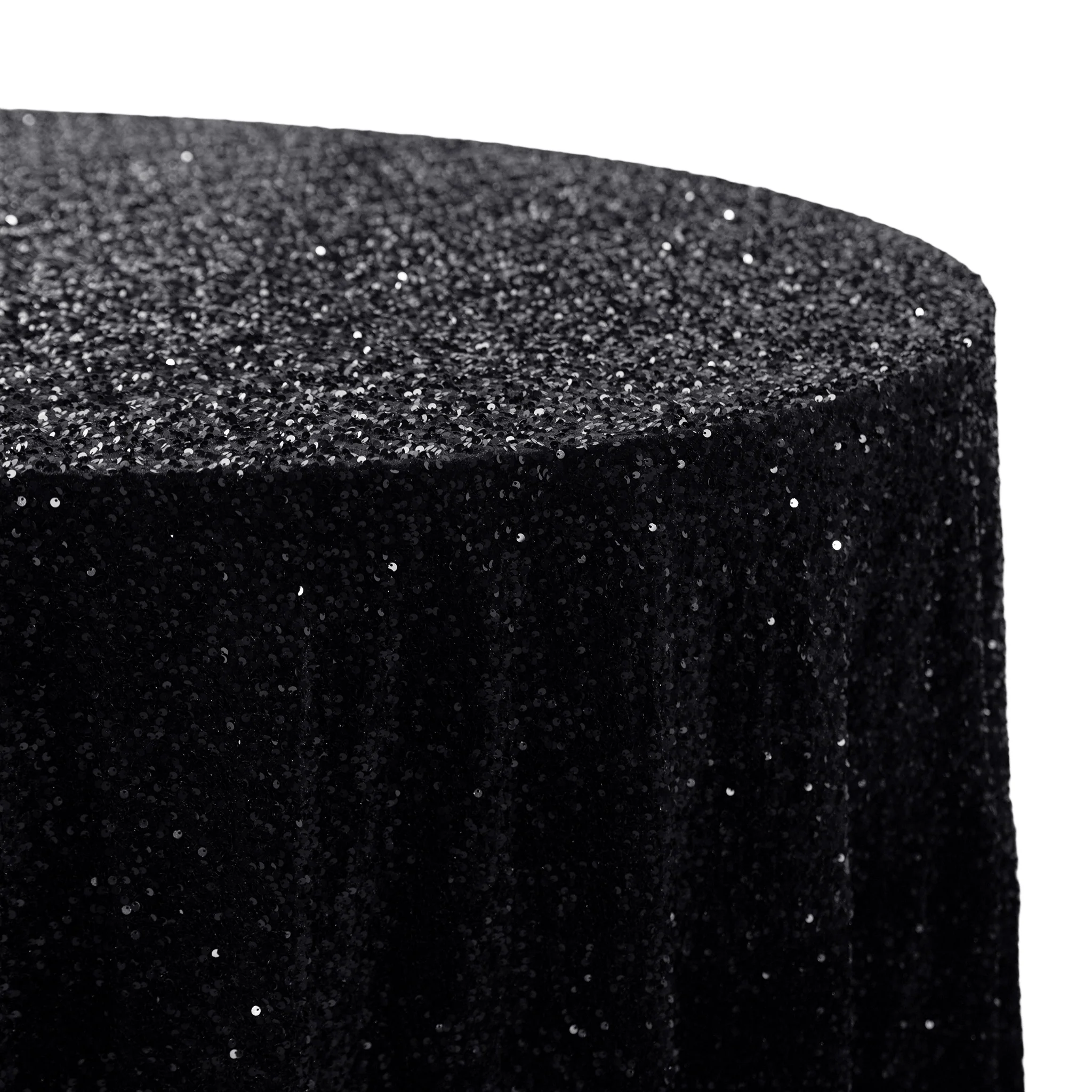 Sequin Velvet 132" Round Tablecloth - Black - Image 4