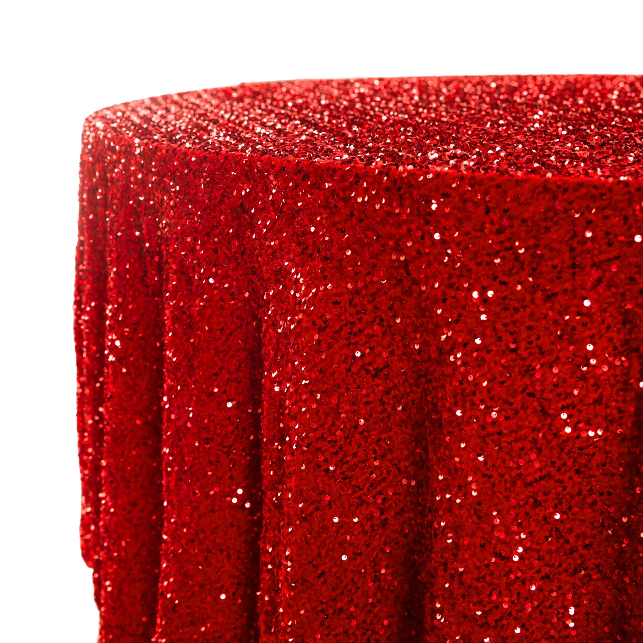 Sequin Velvet 120" Round Tablecloth - Red - Image 7
