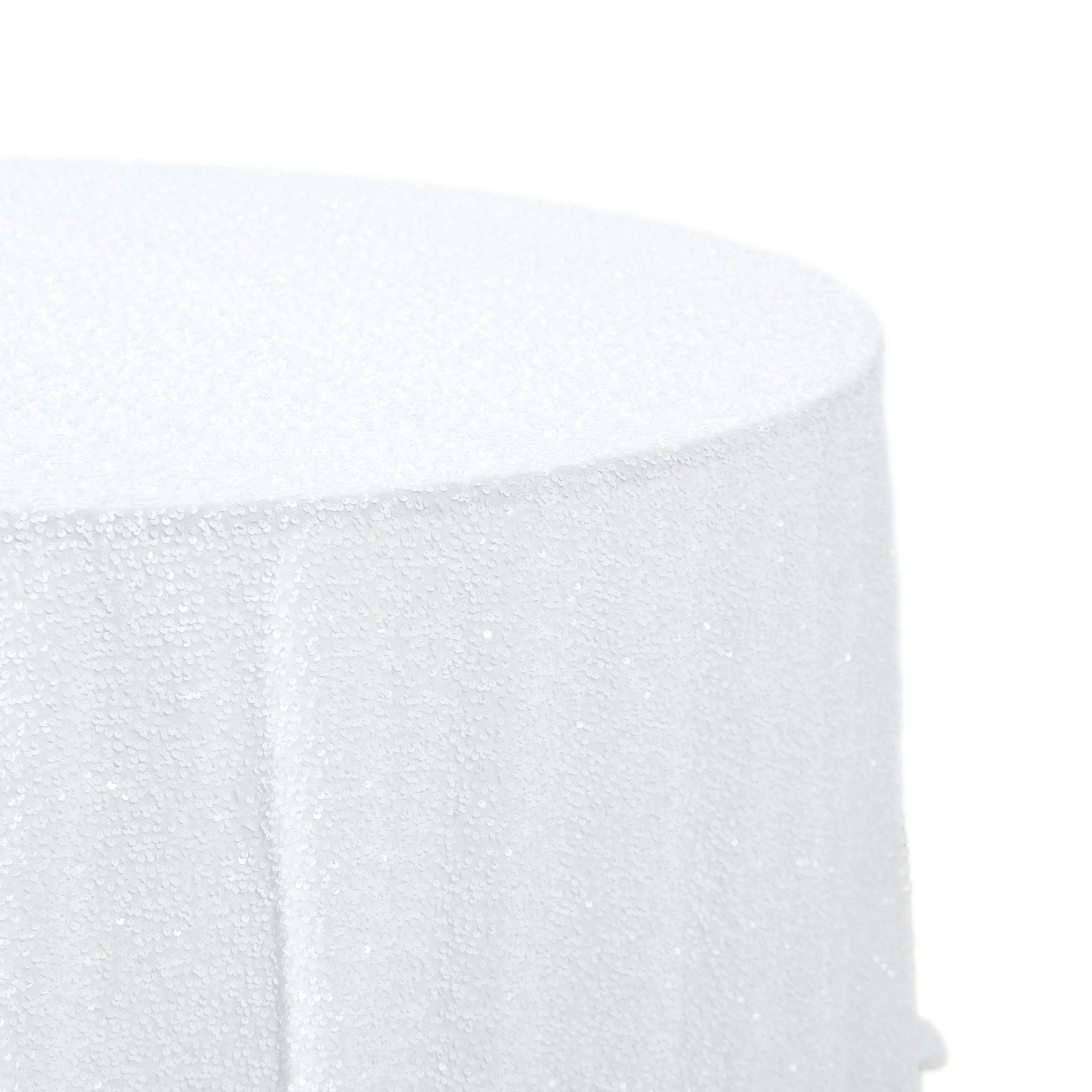 Sequin Velvet 132" Round Tablecloth - White - Image 4