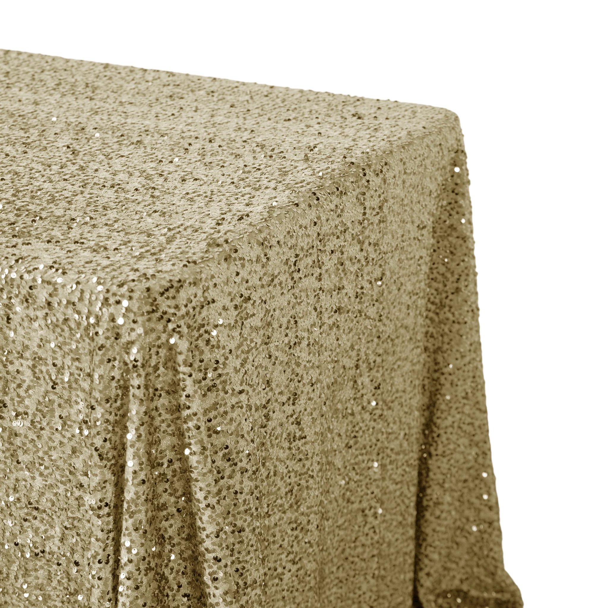 Sequin Velvet 90"x132" Rectangular Tablecloth - Champagne - Image 4