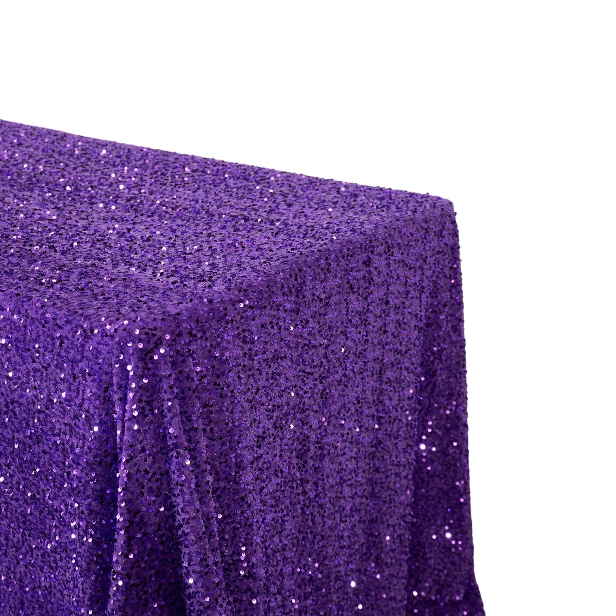 Sequin Velvet 90"x132" Rectangular Tablecloth - Purple - Image 2