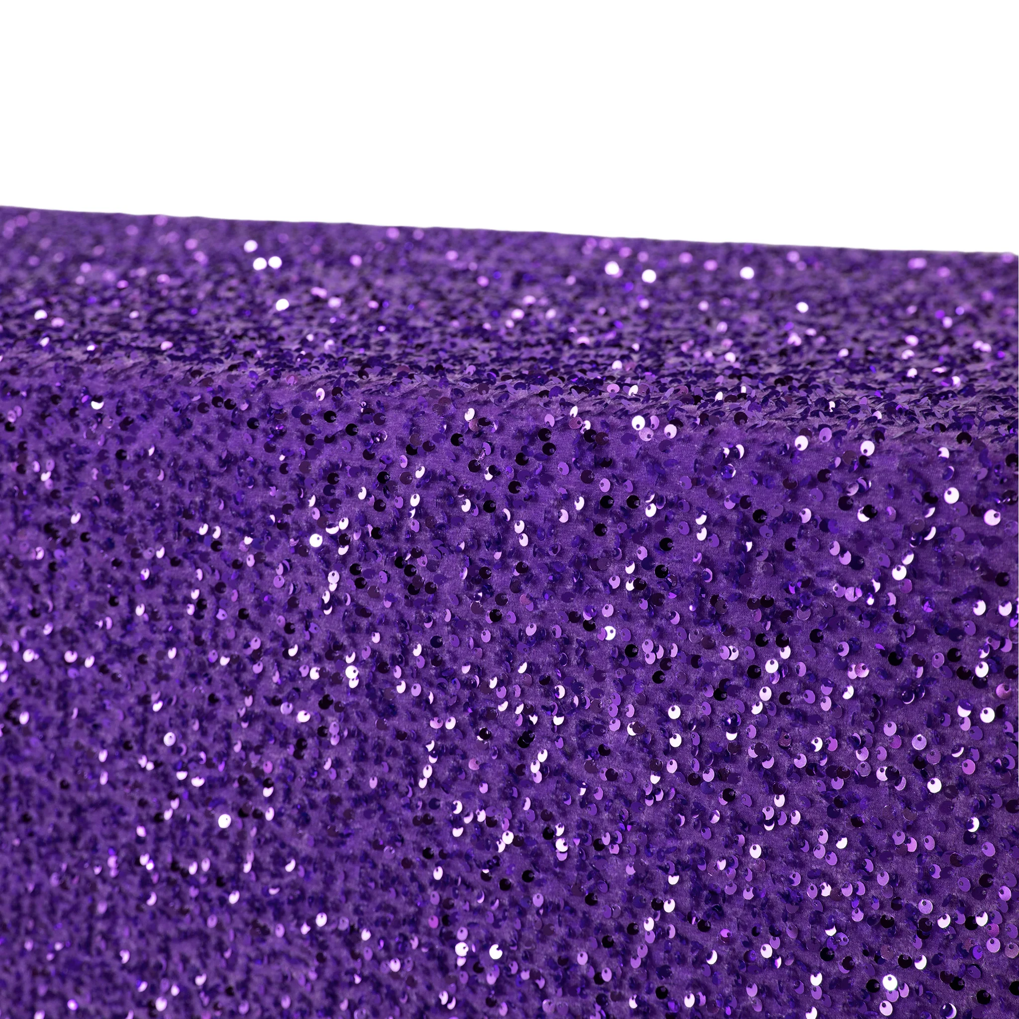 Sequin Velvet 90"x132" Rectangular Tablecloth - Purple - Image 3